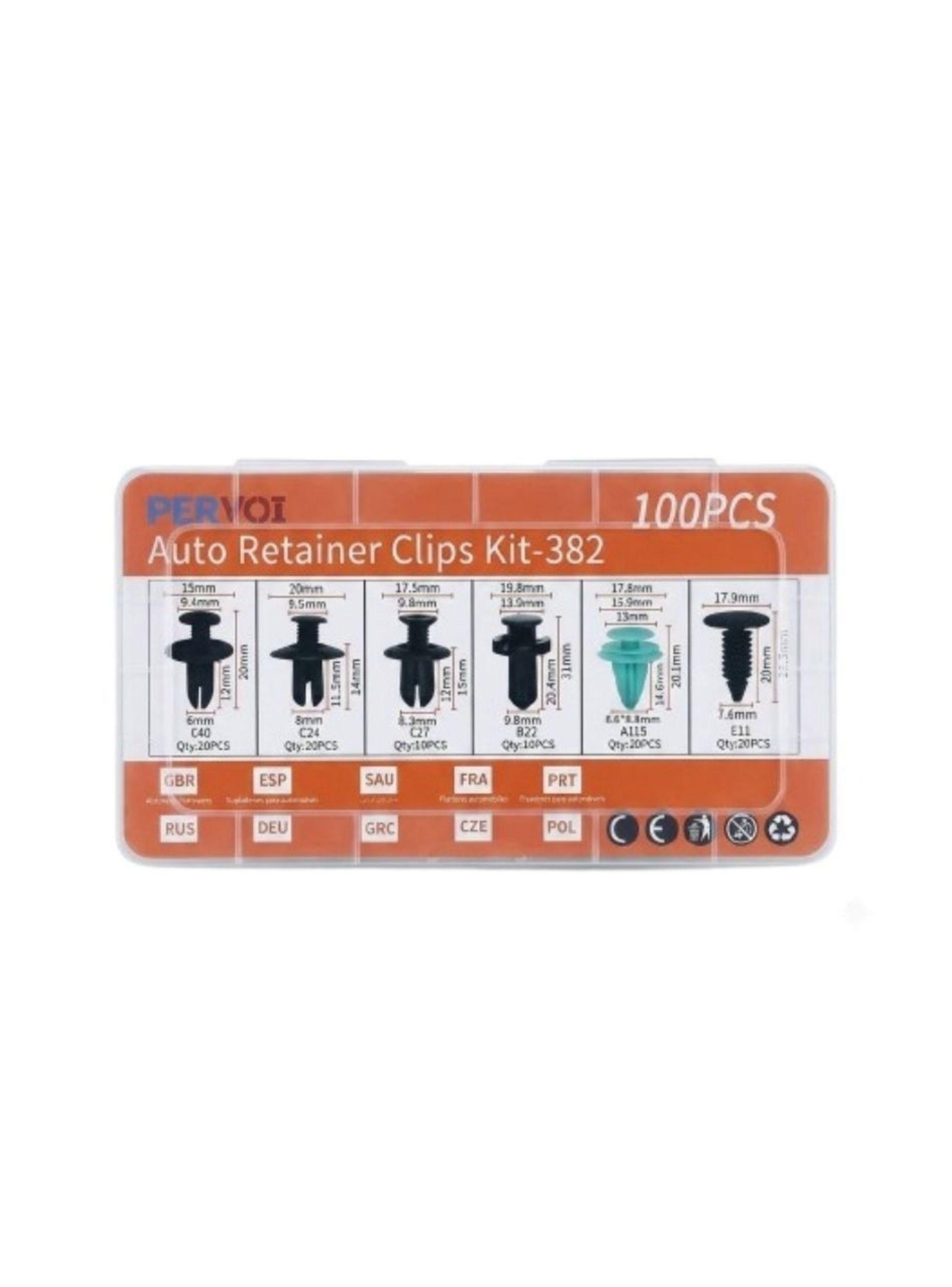  Pack 2 Kit De Clips Broches De Retención Automotriz 100 Piezas-0