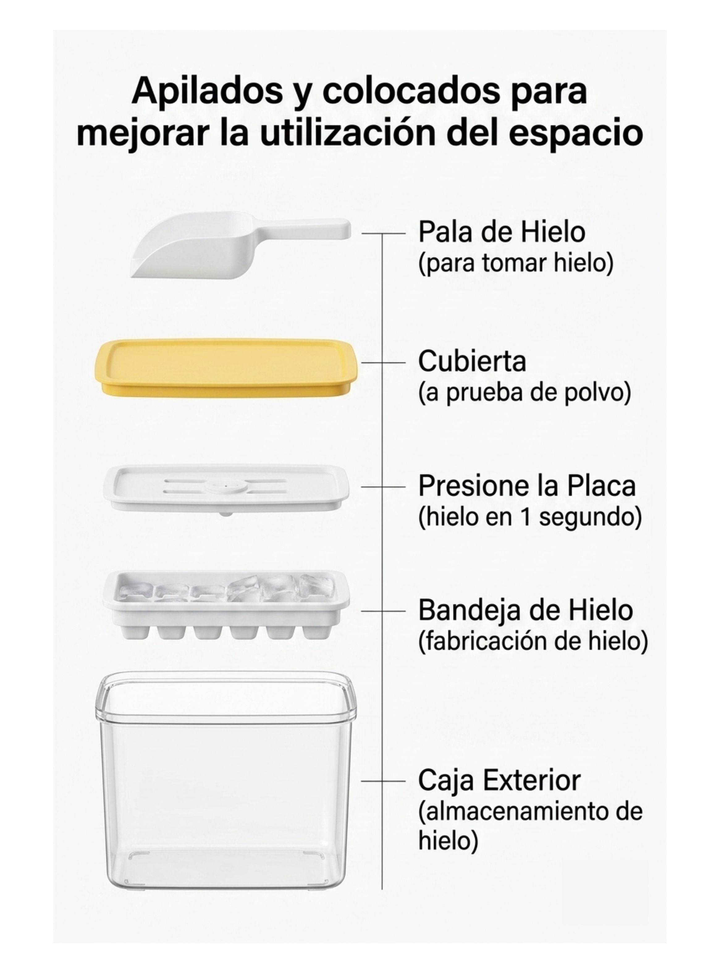  Molde Cubetera Hielo Con Contenedor Y Tapa Presión-2