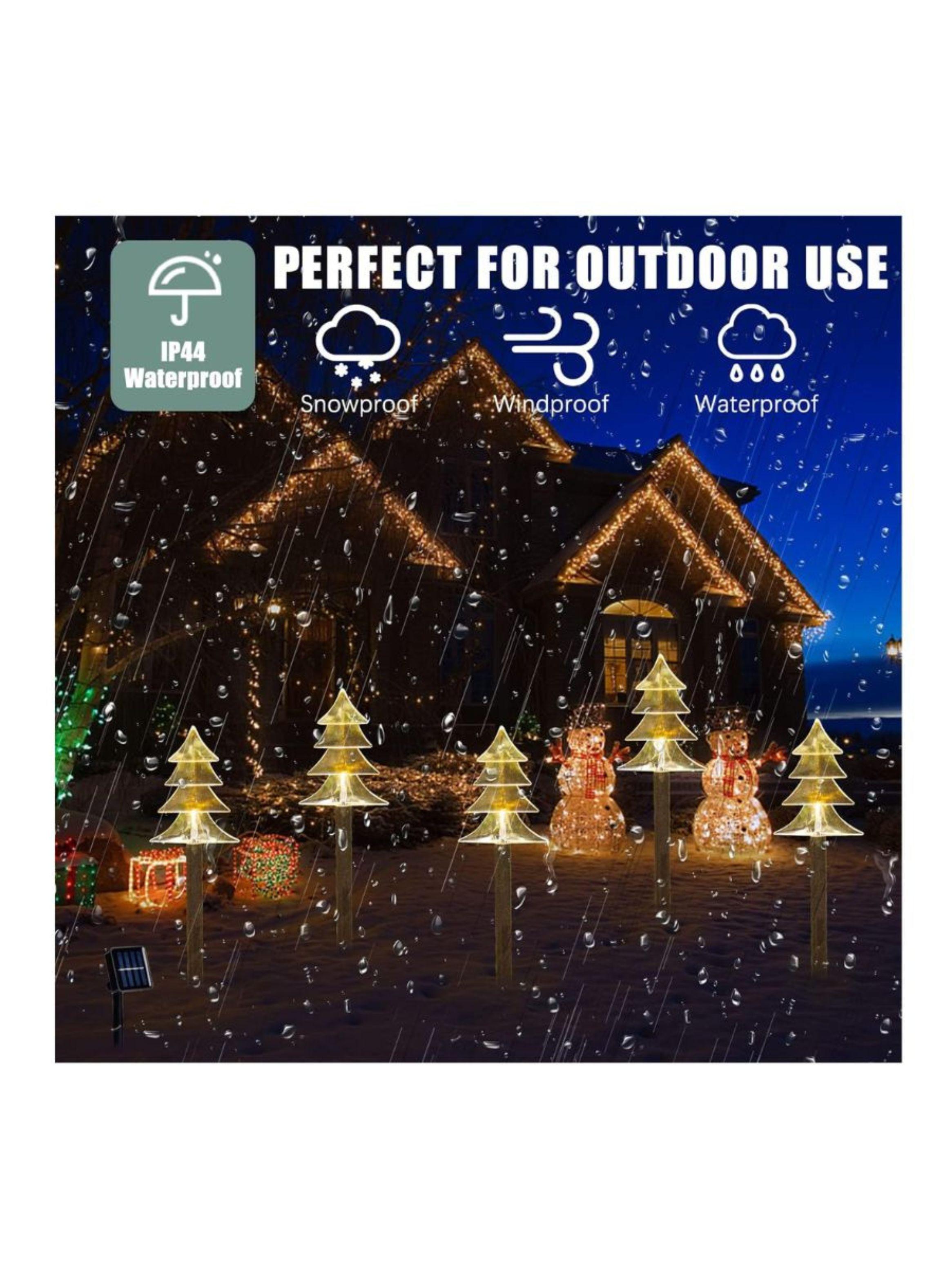 Pack 5 Estacas Arbolitos De Navidad Luces Solares-5