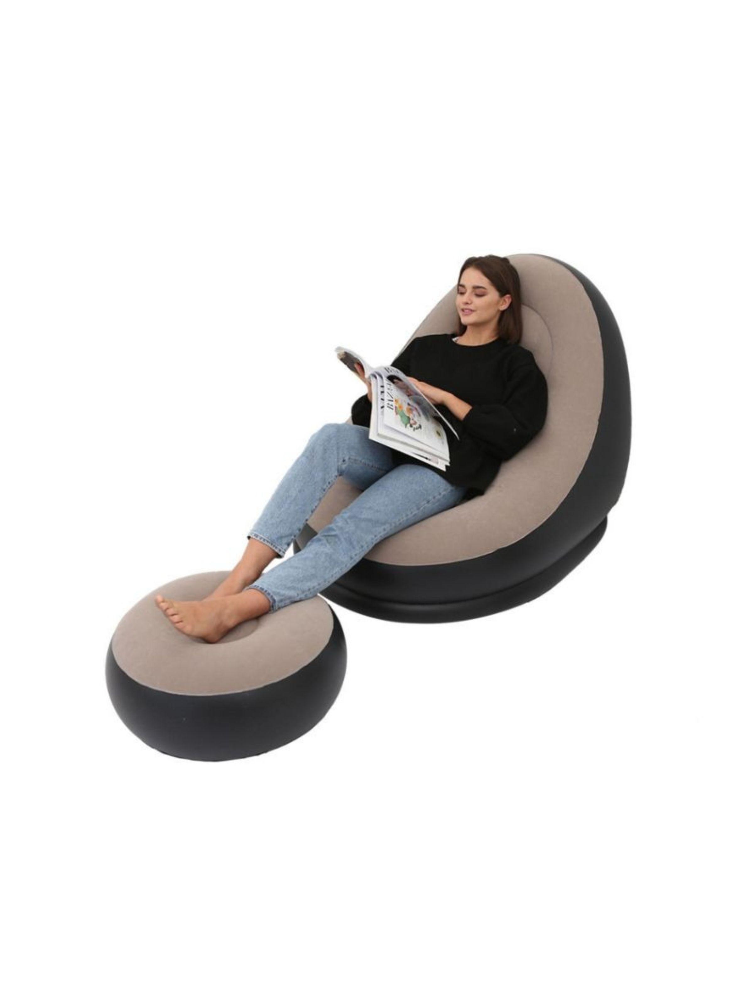 Sofa Con Reposa Pies Inflable Puff Sillon Portatil-0
