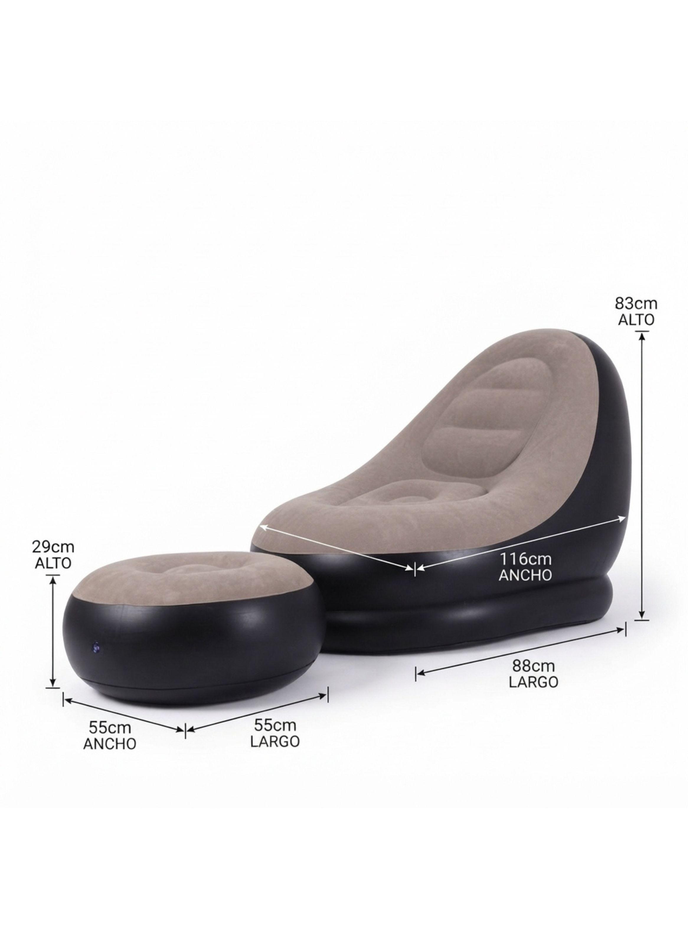 Sofa Con Reposa Pies Inflable Puff Sillon Portatil-2