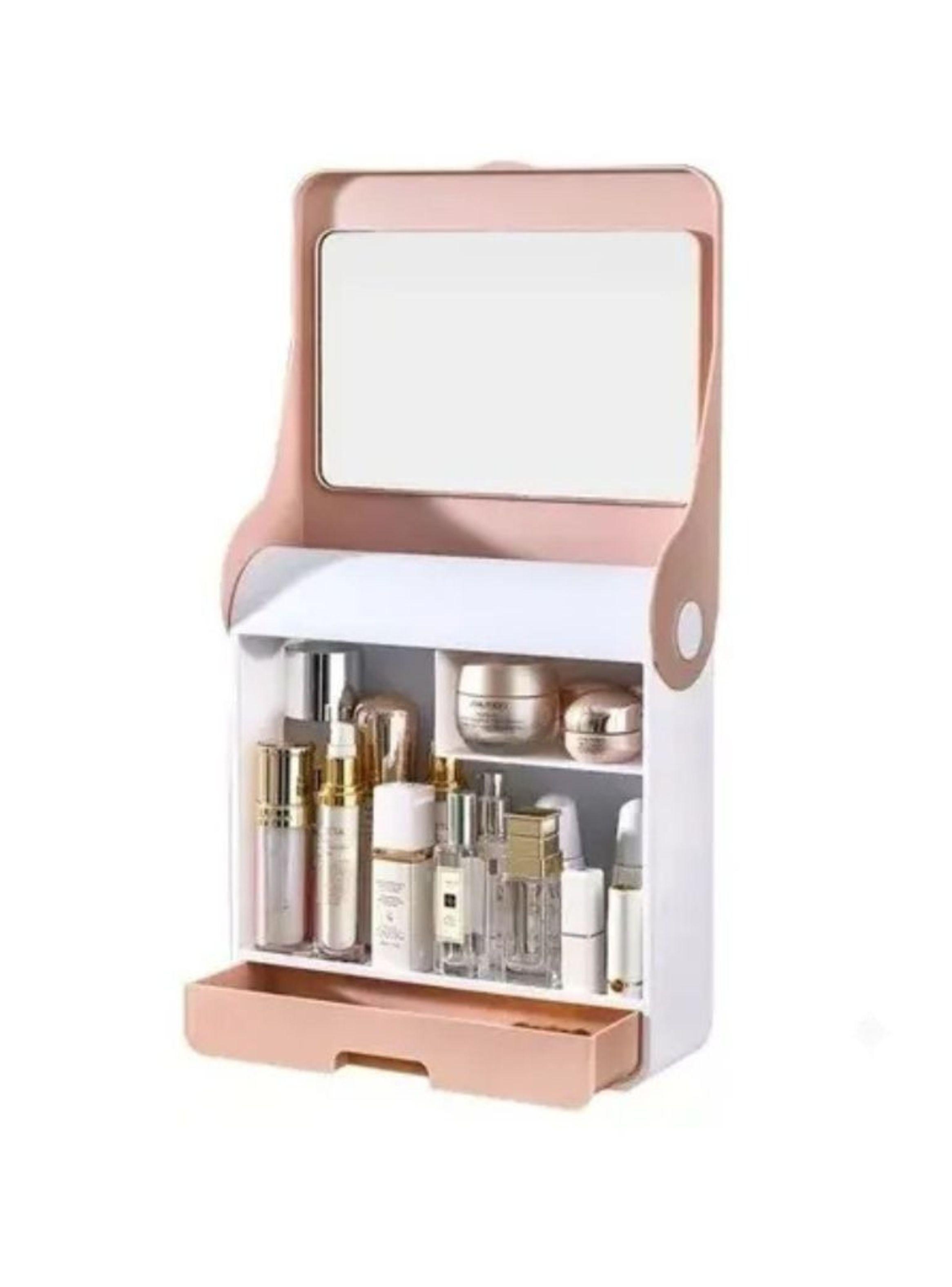 Organizador Maquillaje Caja Portatil Espejo Tocador-0