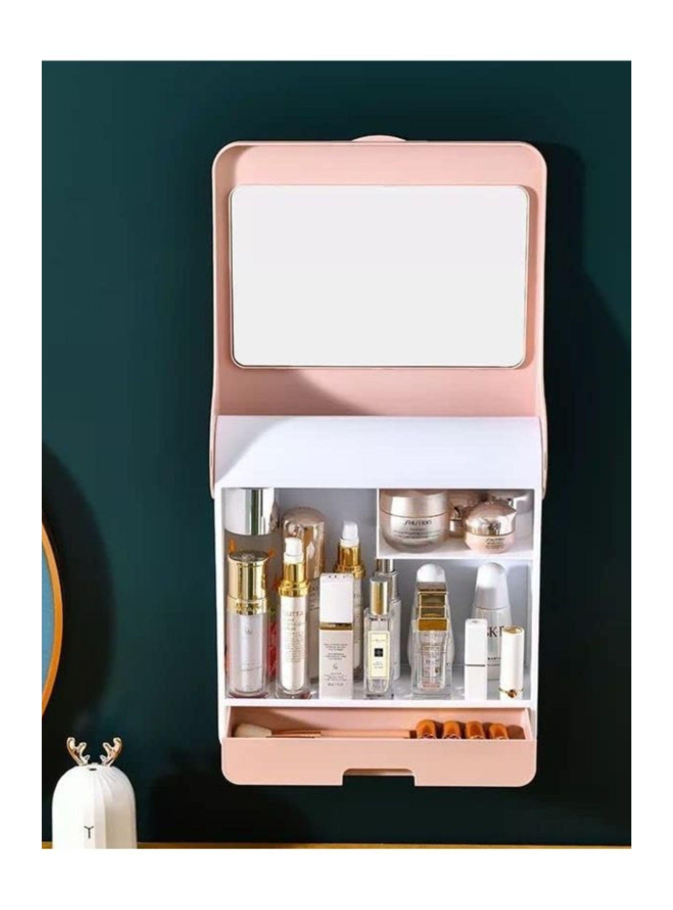 Organizador Maquillaje Caja Portatil Espejo Tocador-1