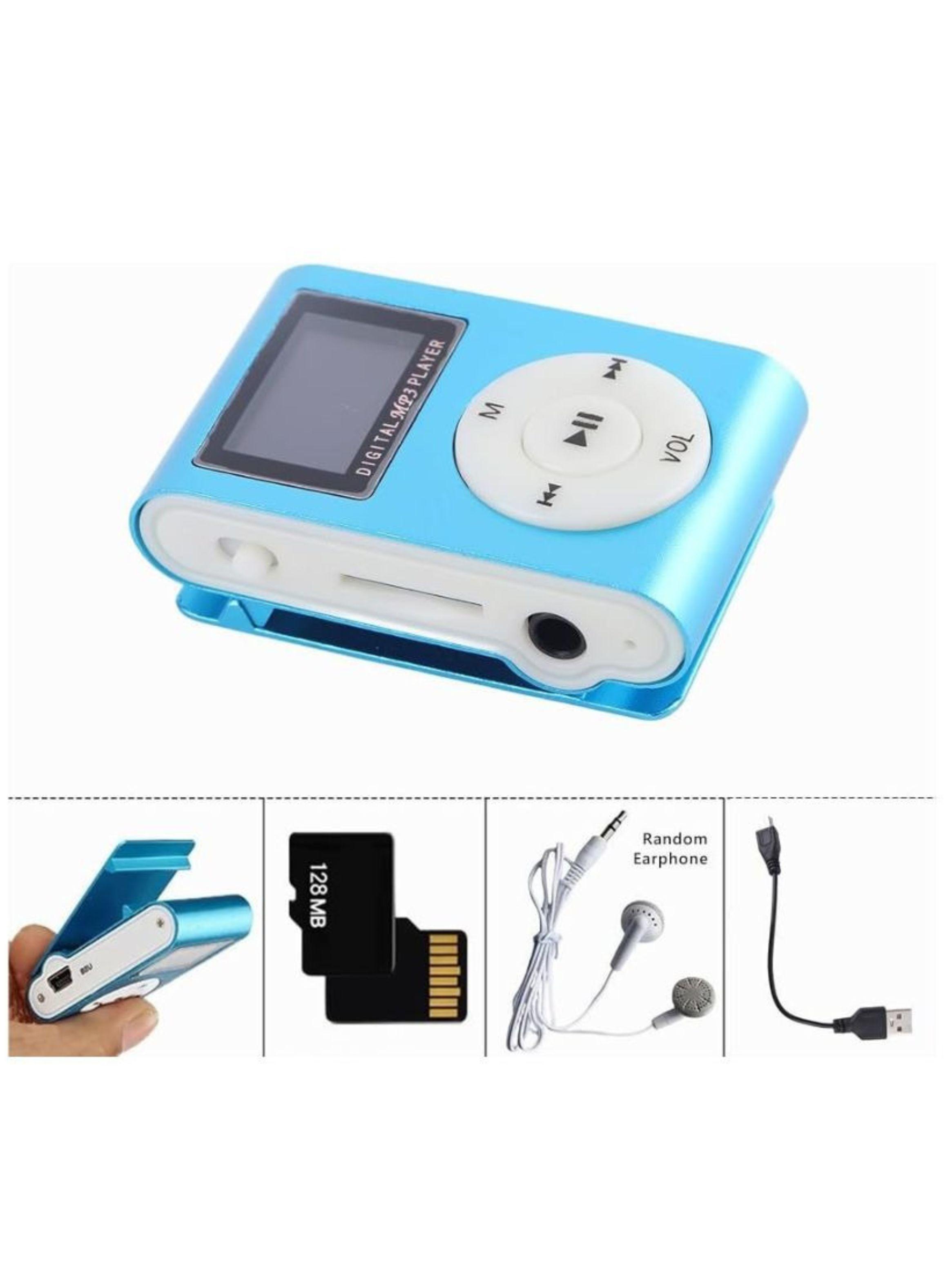 Reproductor MP3 Digital Clip Metálico Azul con Pantalla LCD-3