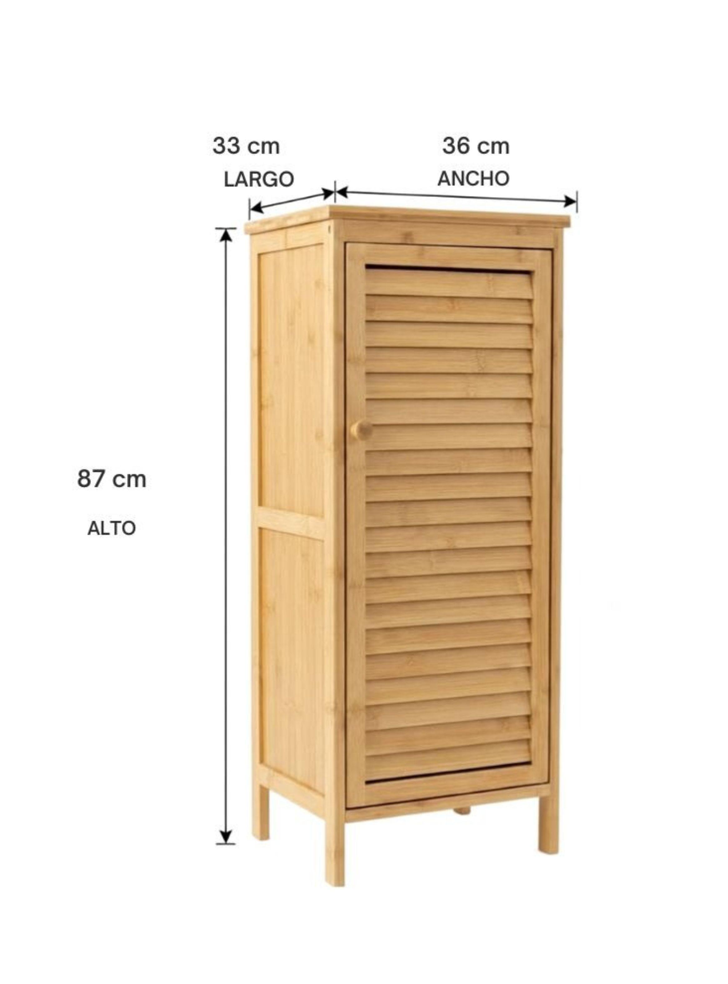 Armario Bambu Organizador De Suelo Con Puerta Madera-1