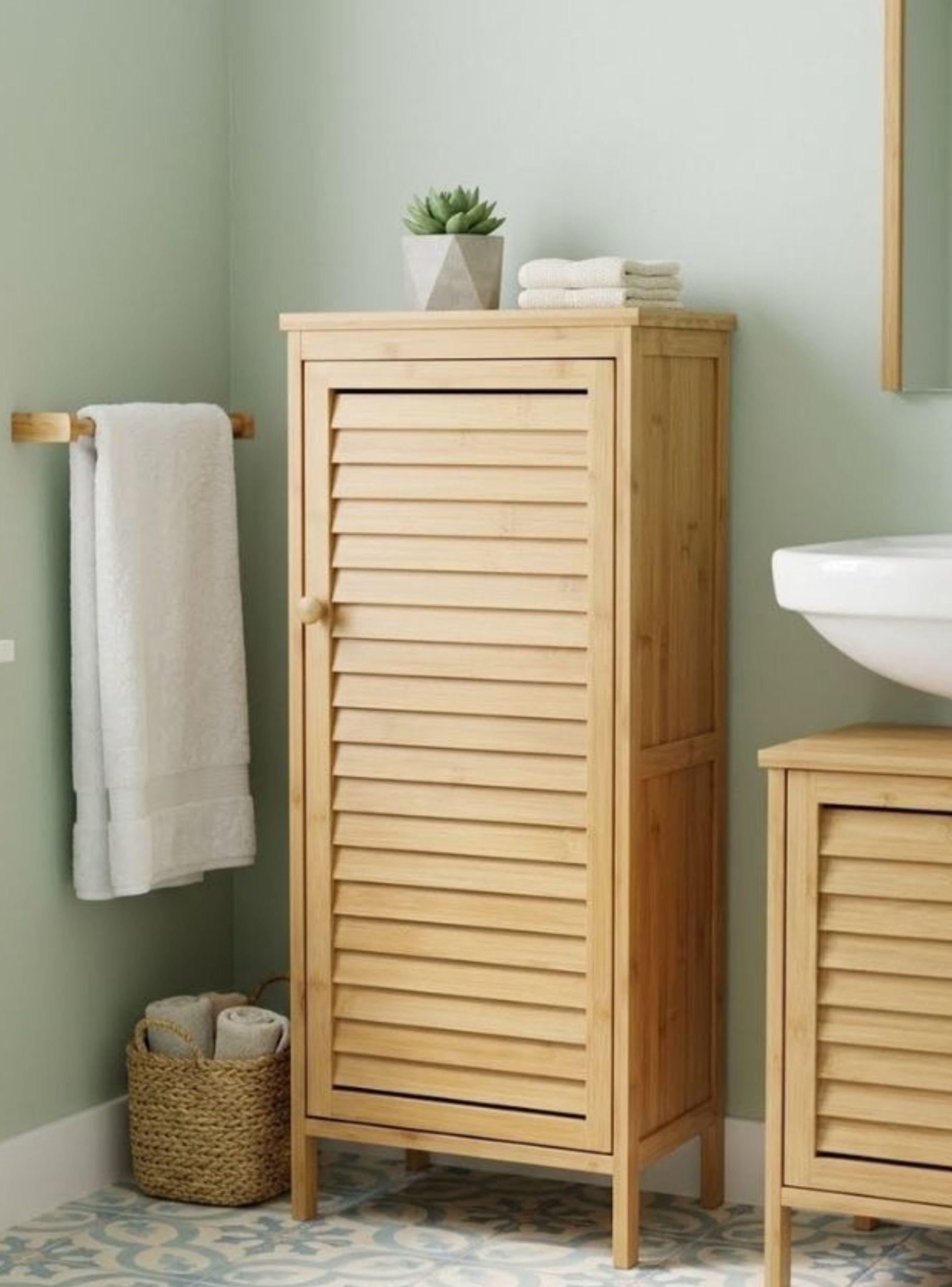 Armario Bambu Organizador De Suelo Con Puerta Madera-3