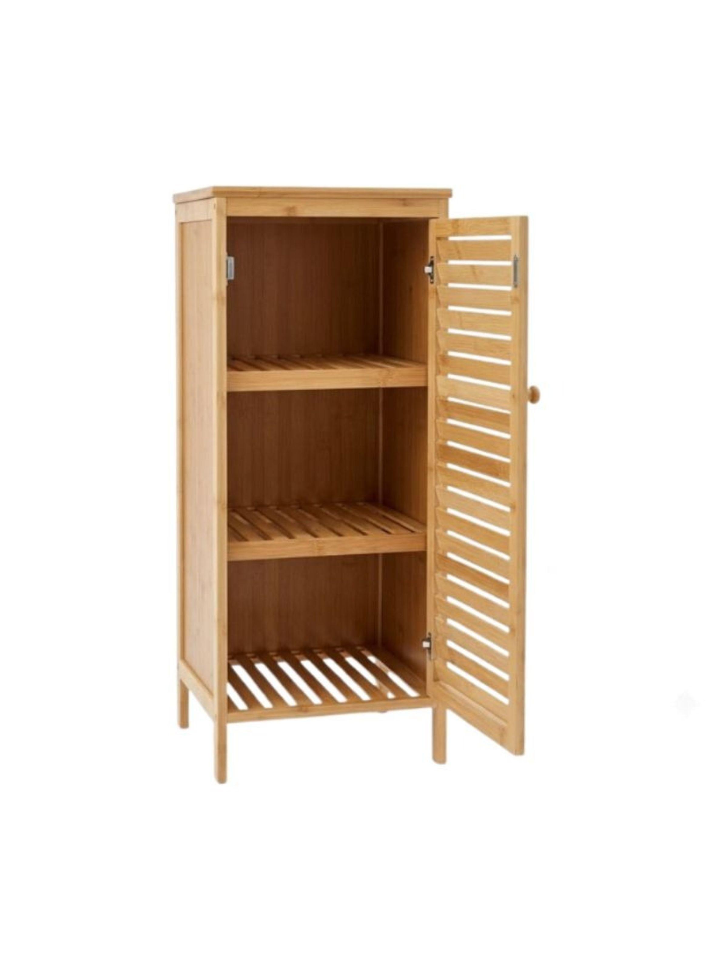 Armario Bambu Organizador De Suelo Con Puerta Madera-4
