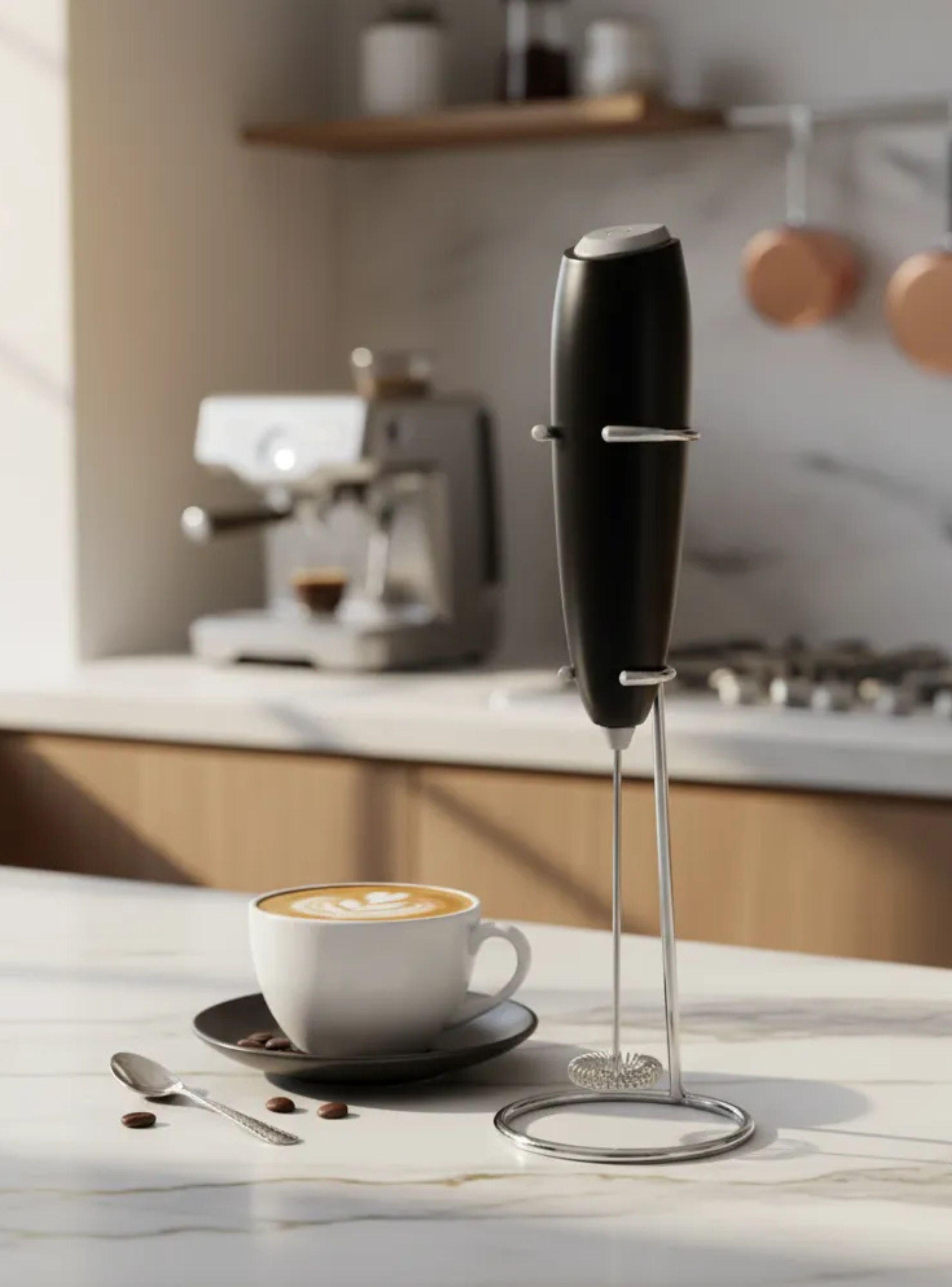 Espumador De Leche Portatil Recargable Con Soporte Para Cafe Y Latte-2
