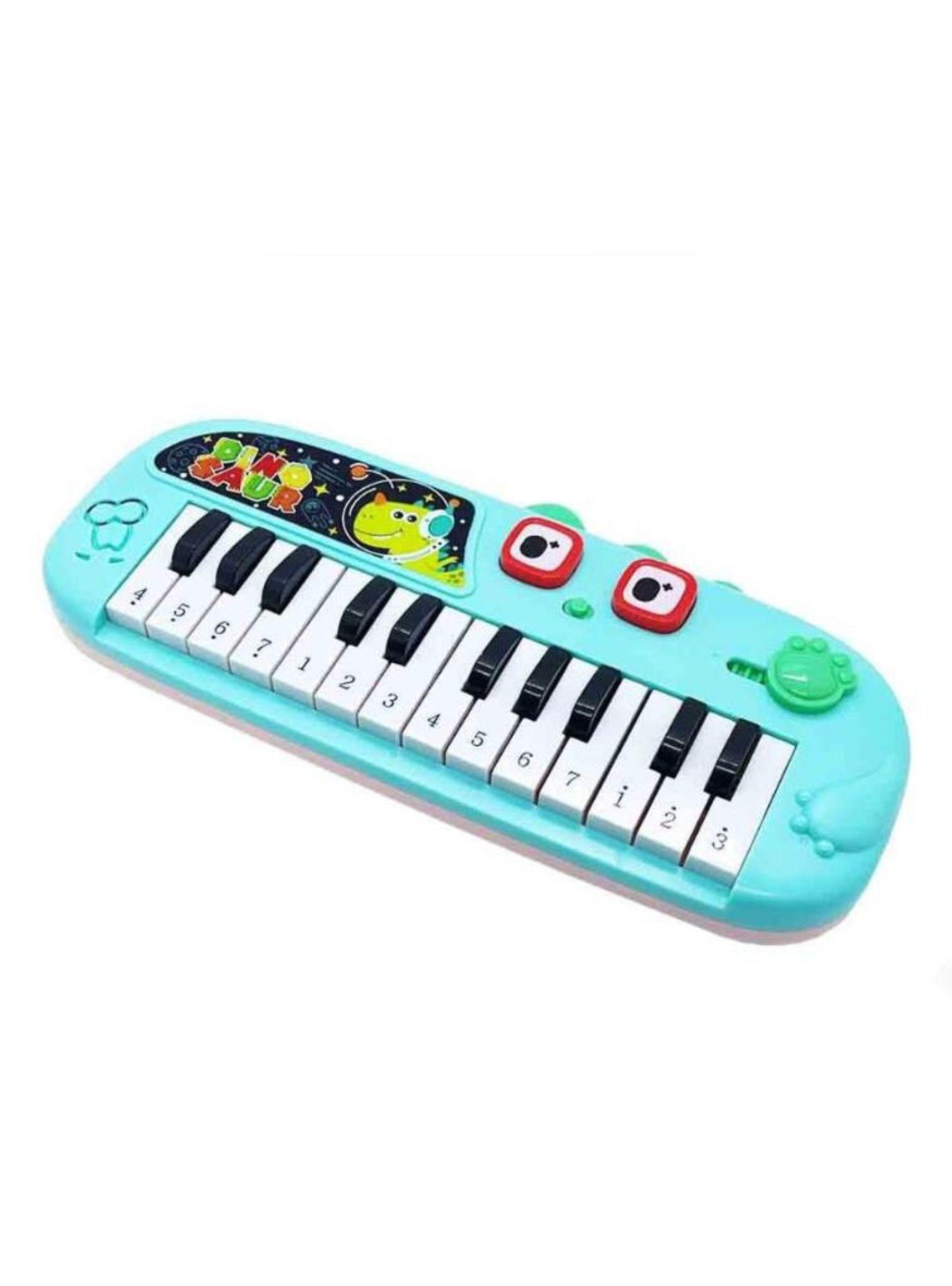 Piano Infantil Organo Electrónico Dinosaurio Para Niños Azul-0