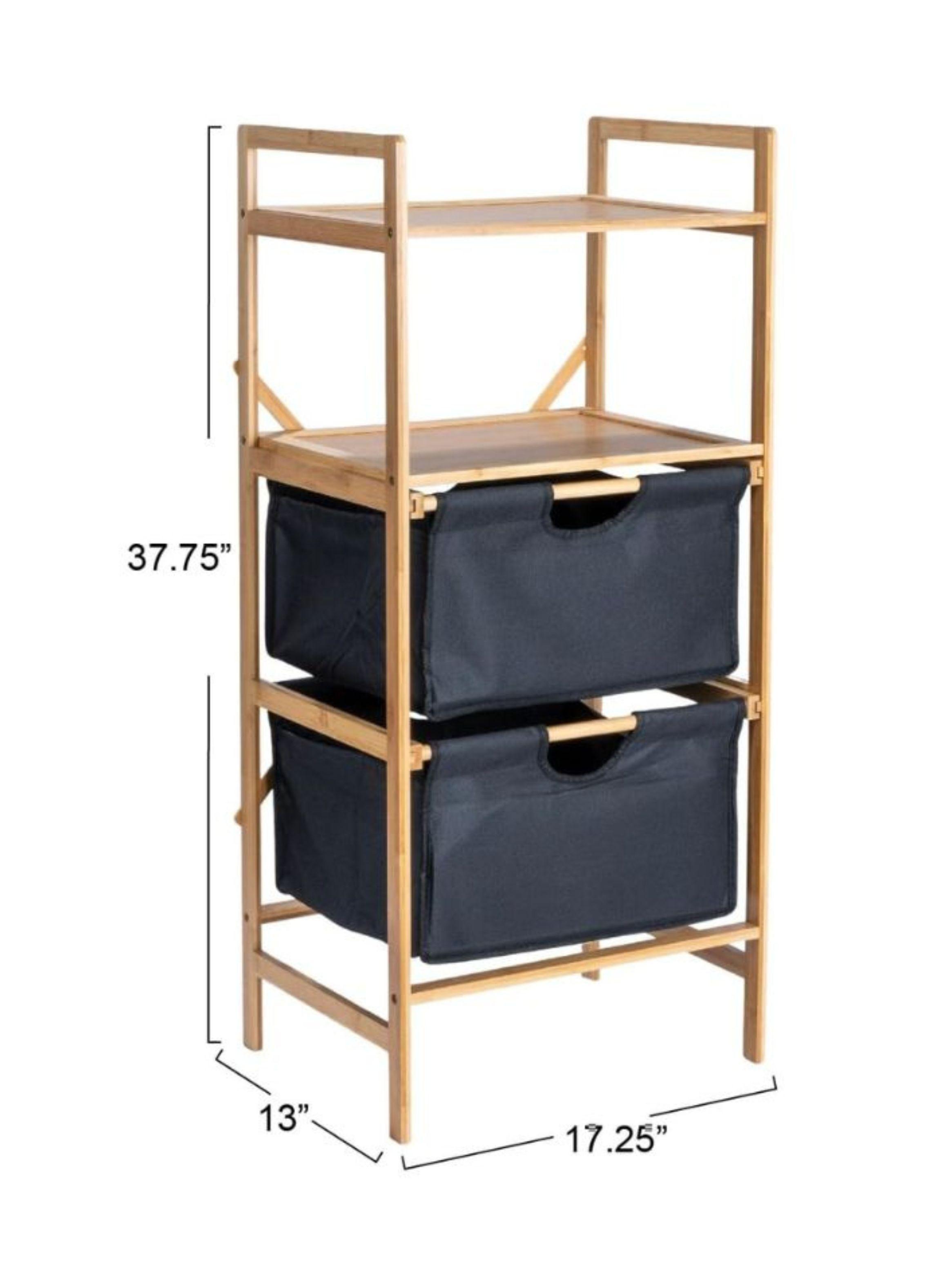 Estante Mueble Bambu Cajones Baño Organizador Negro-1