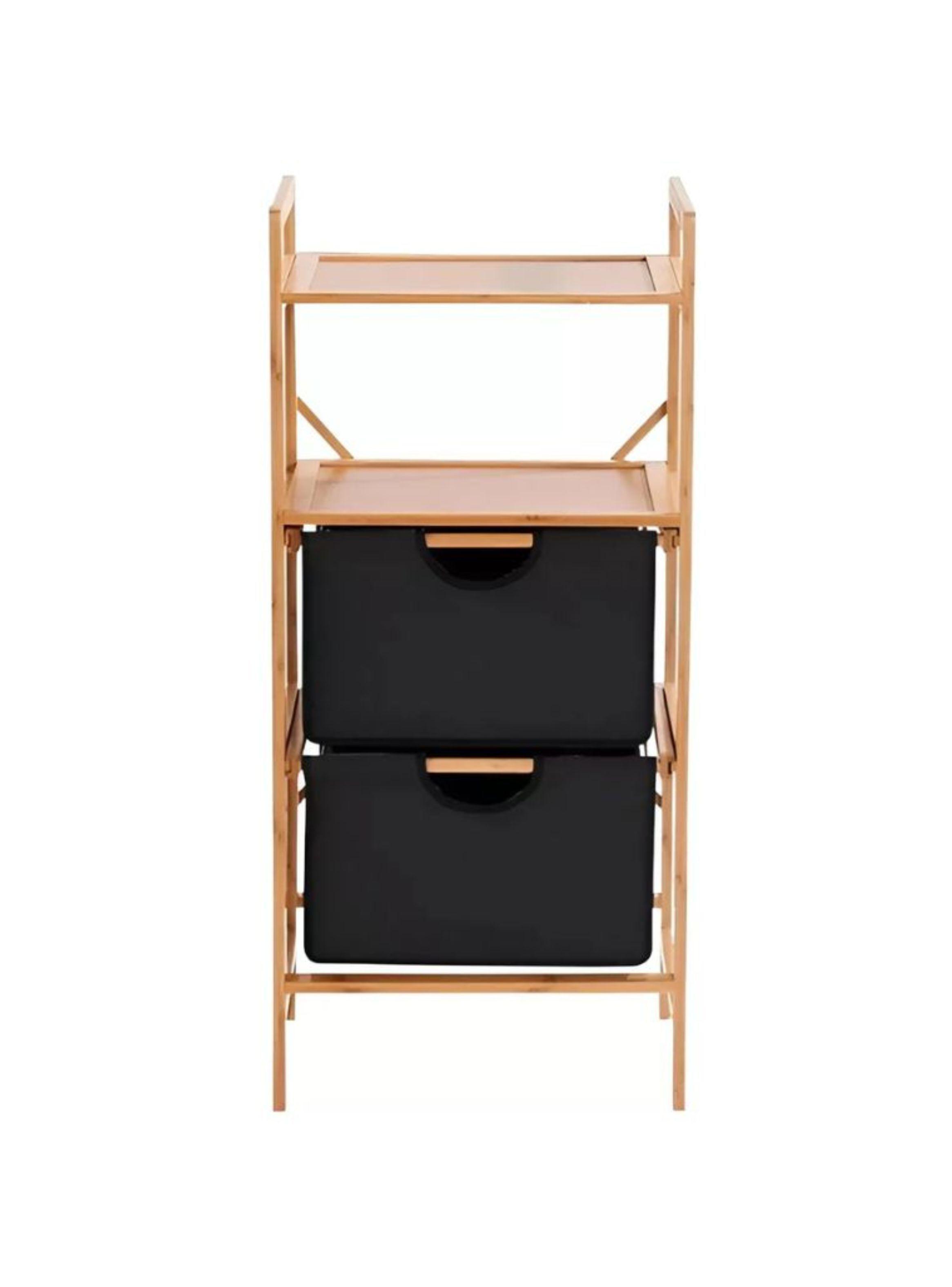 Estante Mueble Bambu Cajones Baño Organizador Negro-2