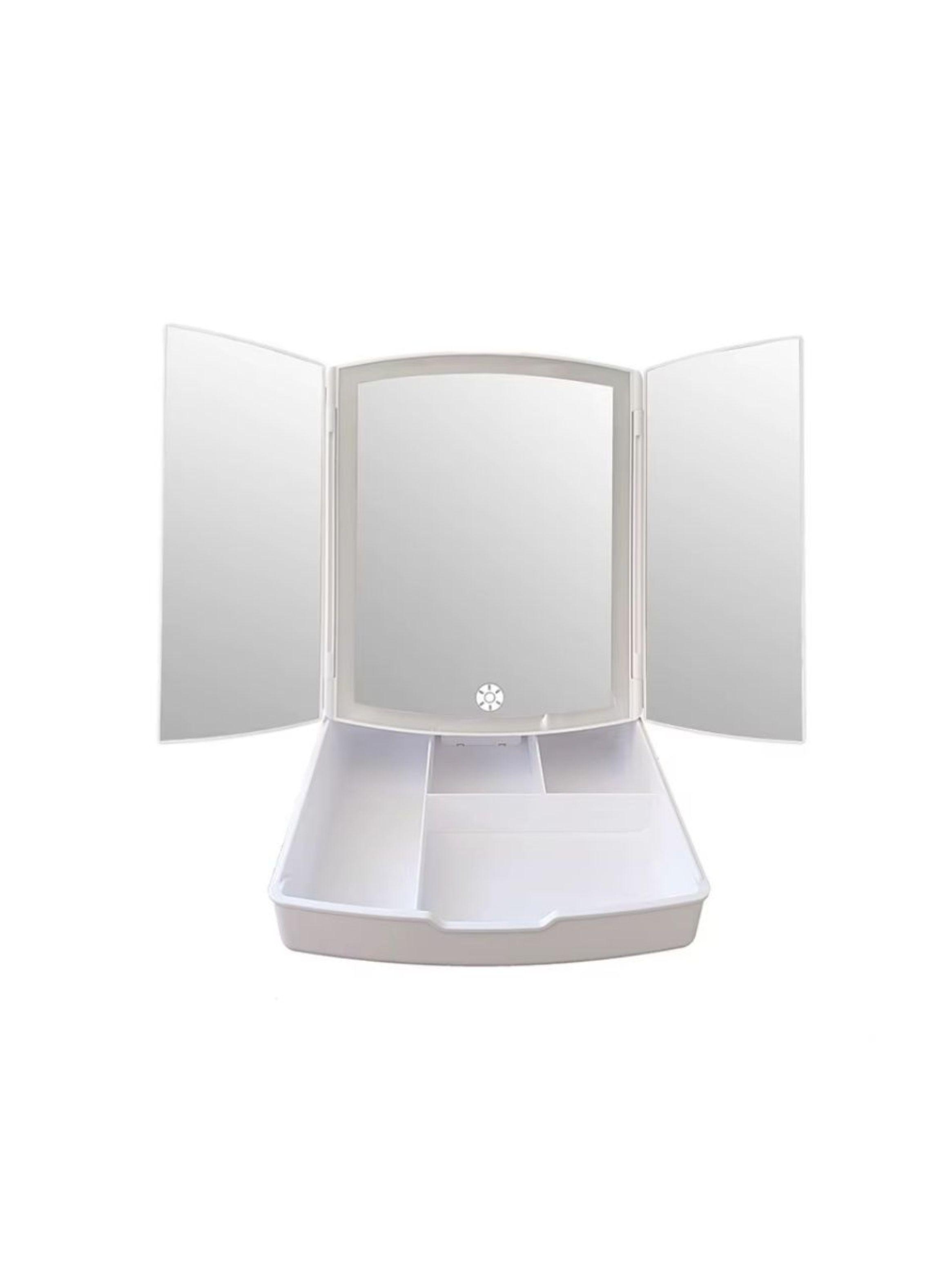 Espejo De Maquillaje Plegable Con Luces Led Con Cajon-2