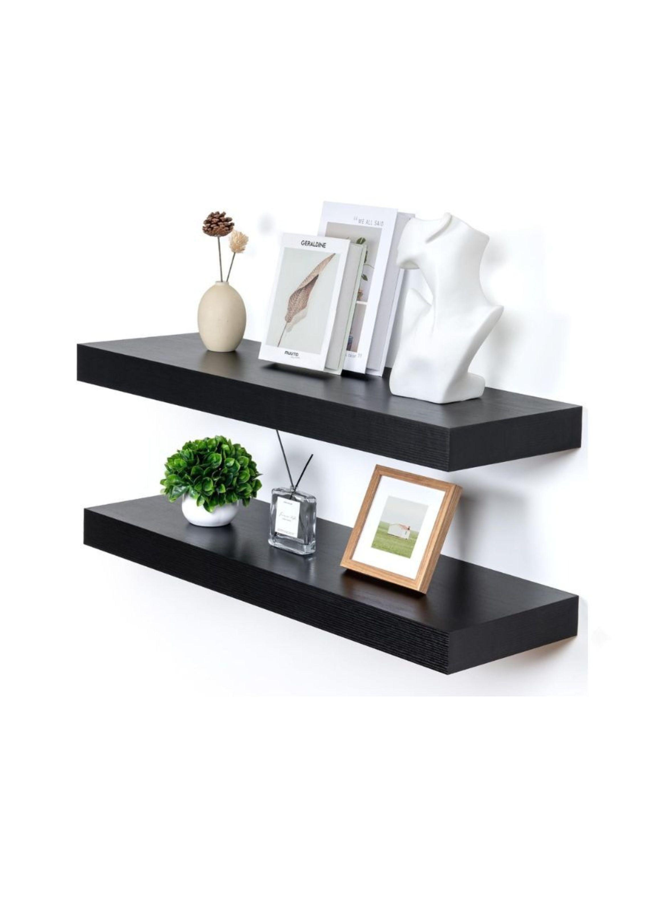  Repisa Flotante Negra Minimalista Estante Organizador Pared 60cm-3