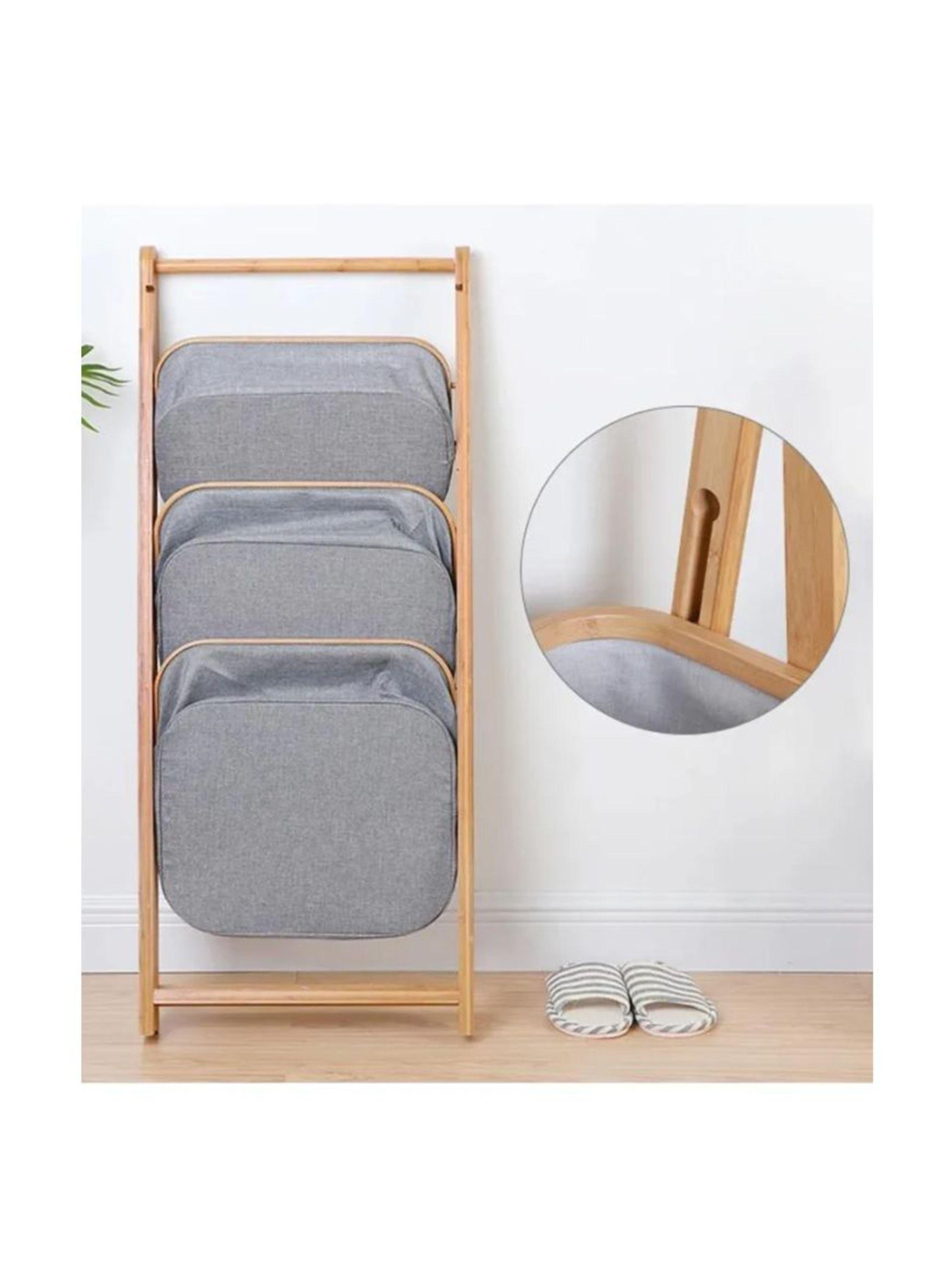 Estante De Almacenamiento De 3 Niveles Con Cesto Plegable-2