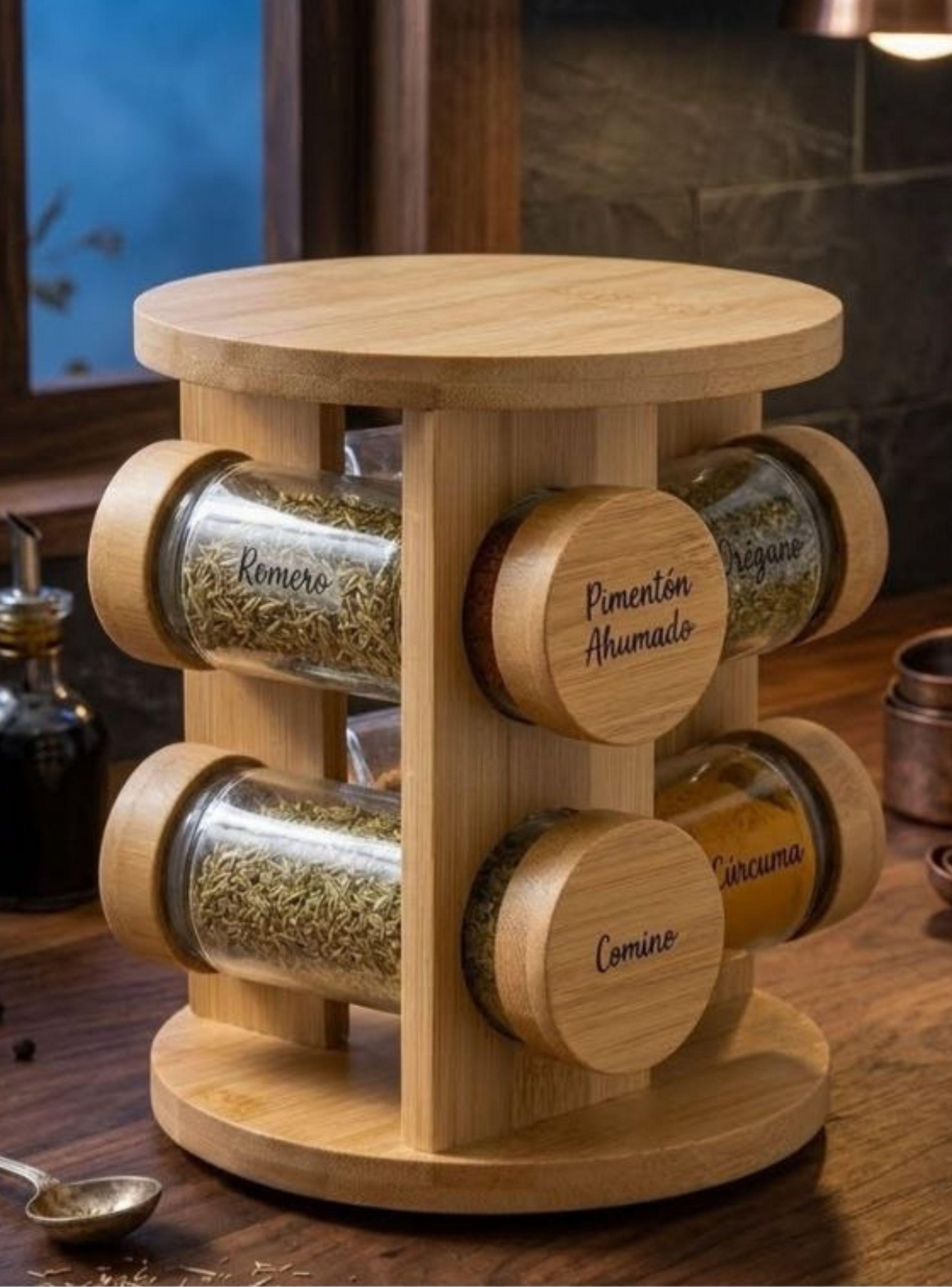 Especiero Giratorio 360 Madera Porta Condimentos Cocina-3