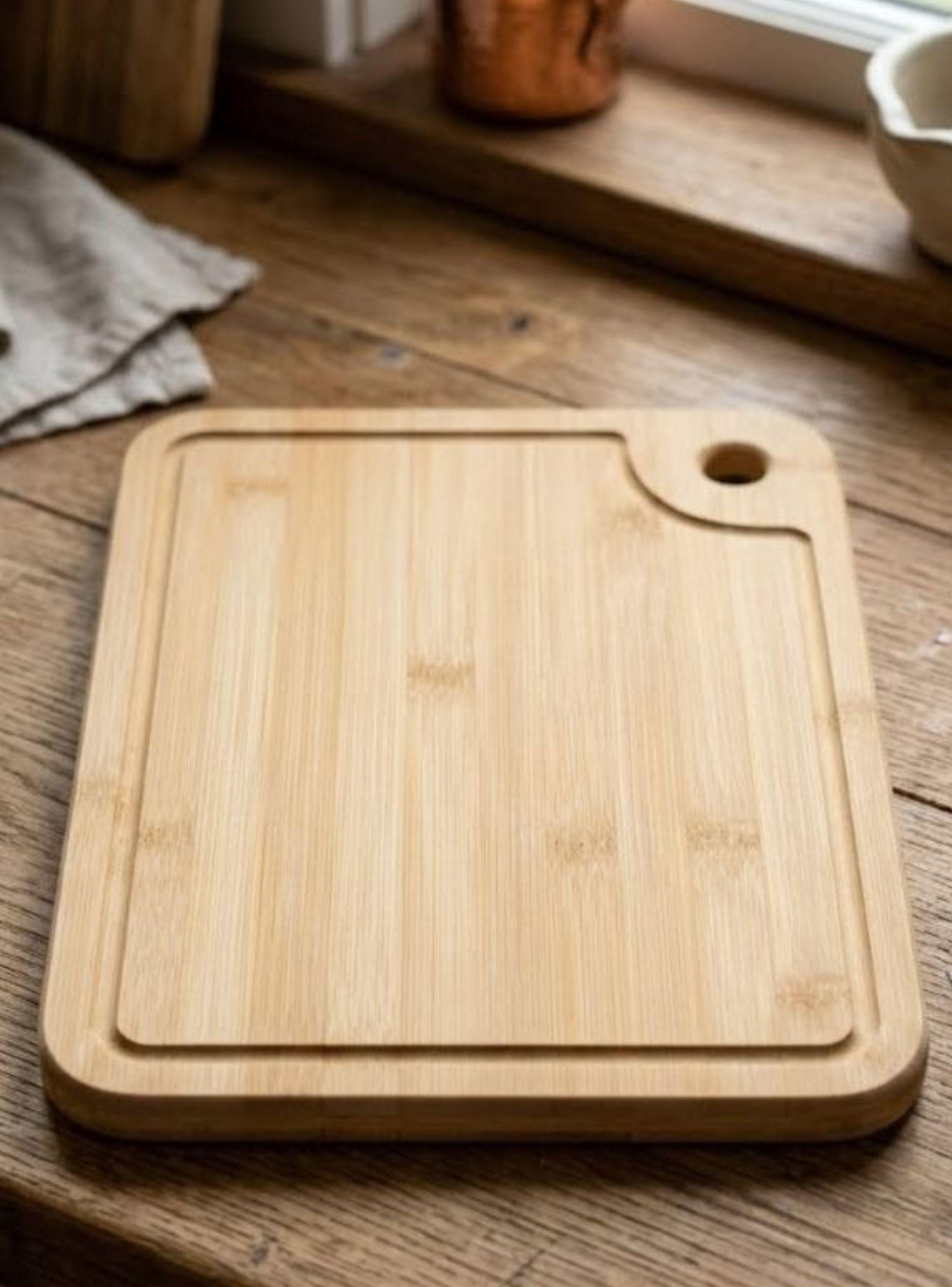 Tabla Cocina Bambú Rectangular Antideslizante Con Ranura 28x38cm-2