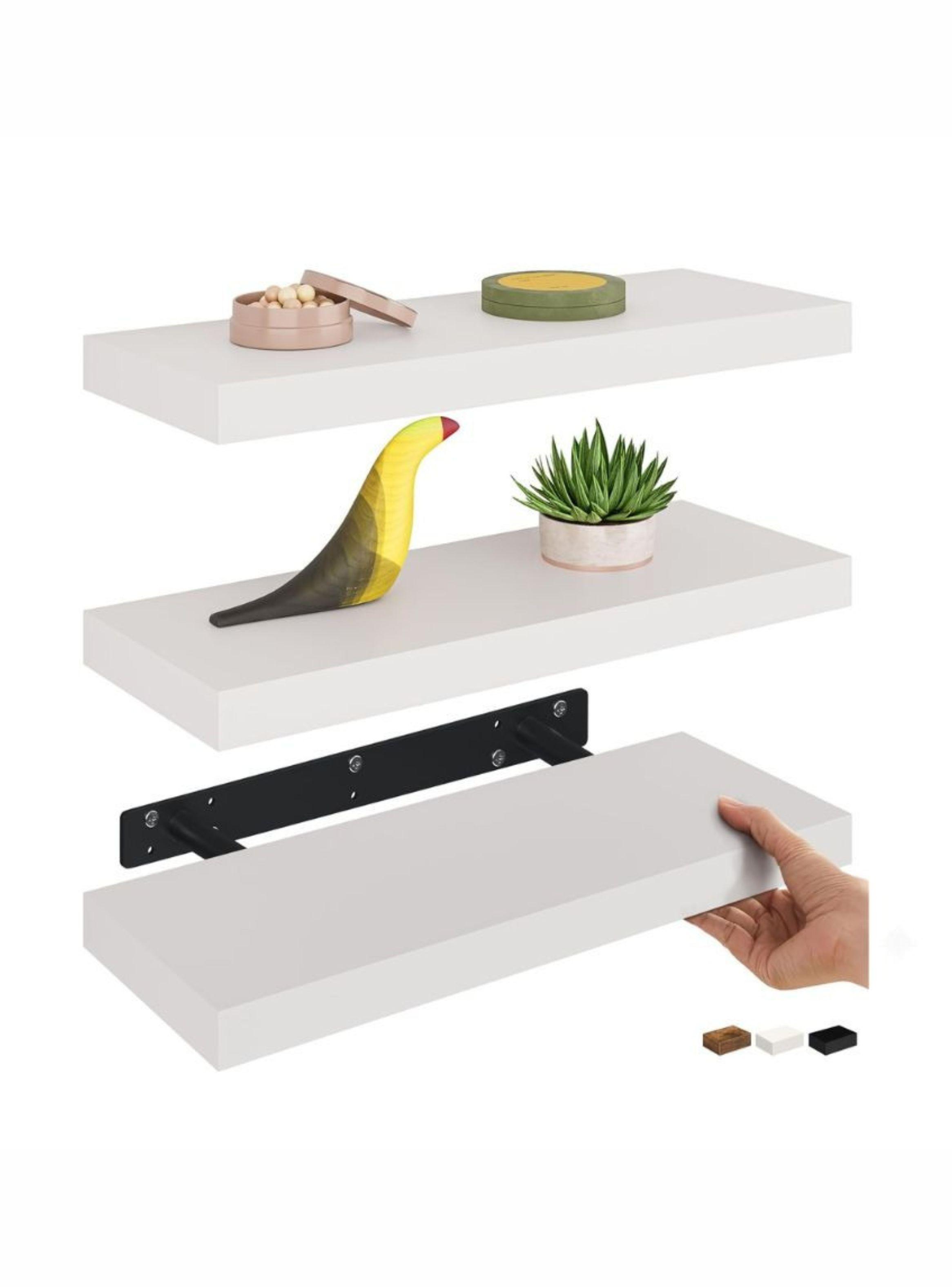 Repisa Flotante Minimalista Madera Blanca Organizador 60cm-2