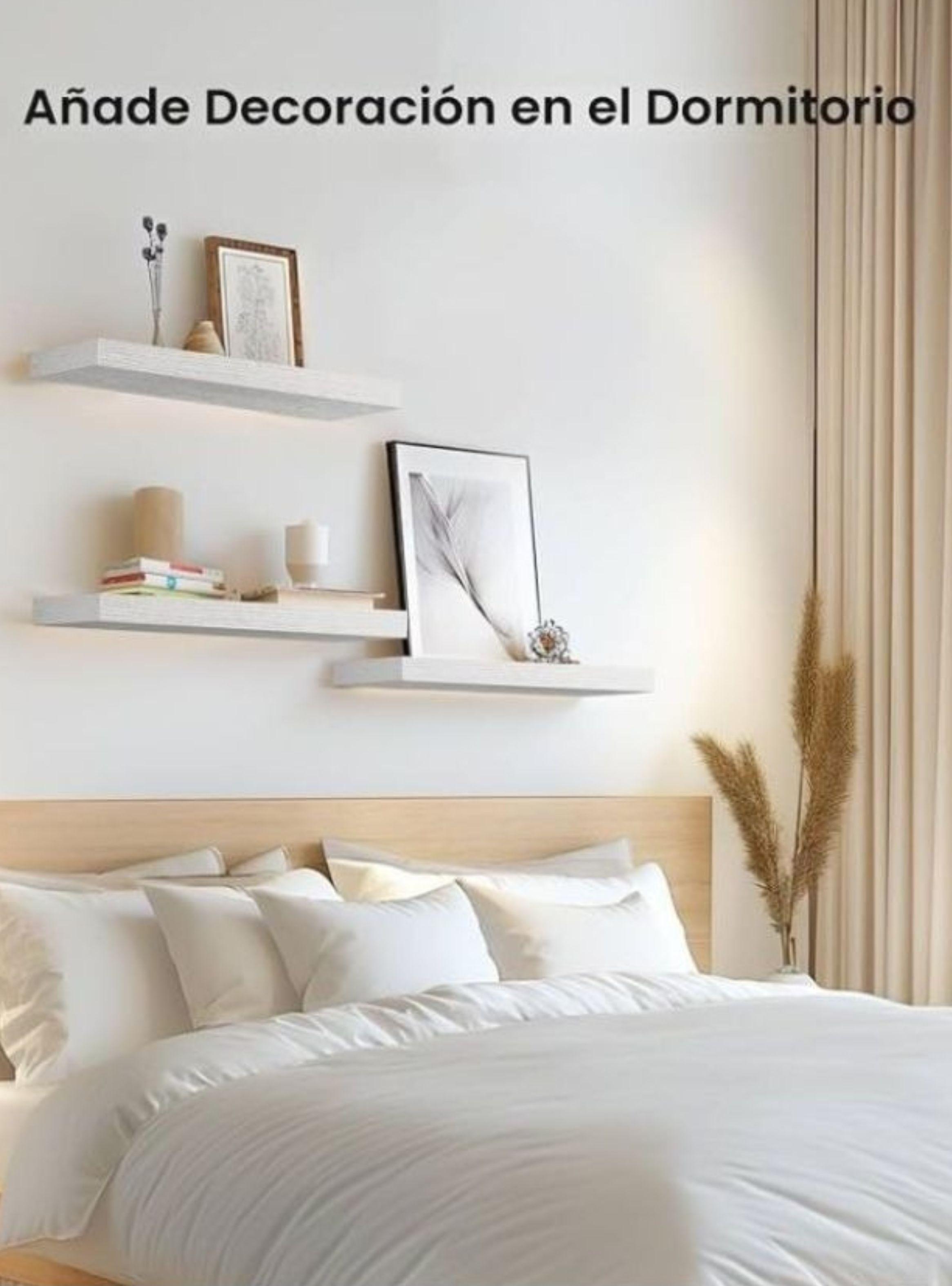 Repisa Flotante Minimalista Madera Blanca Organizador 60cm-3