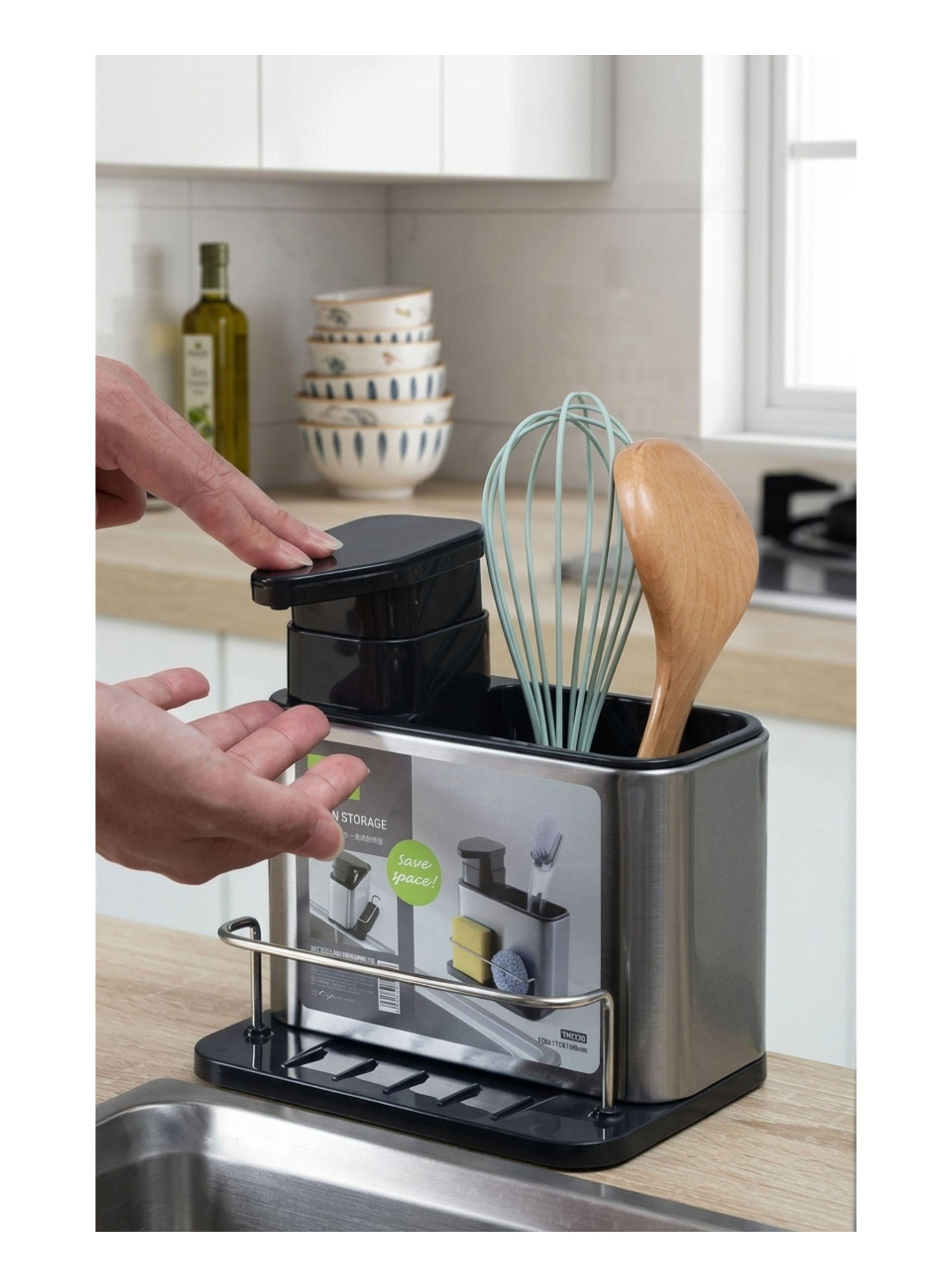 Organizador De Cocina Acero Inoxidable Dispensador Jabón-2