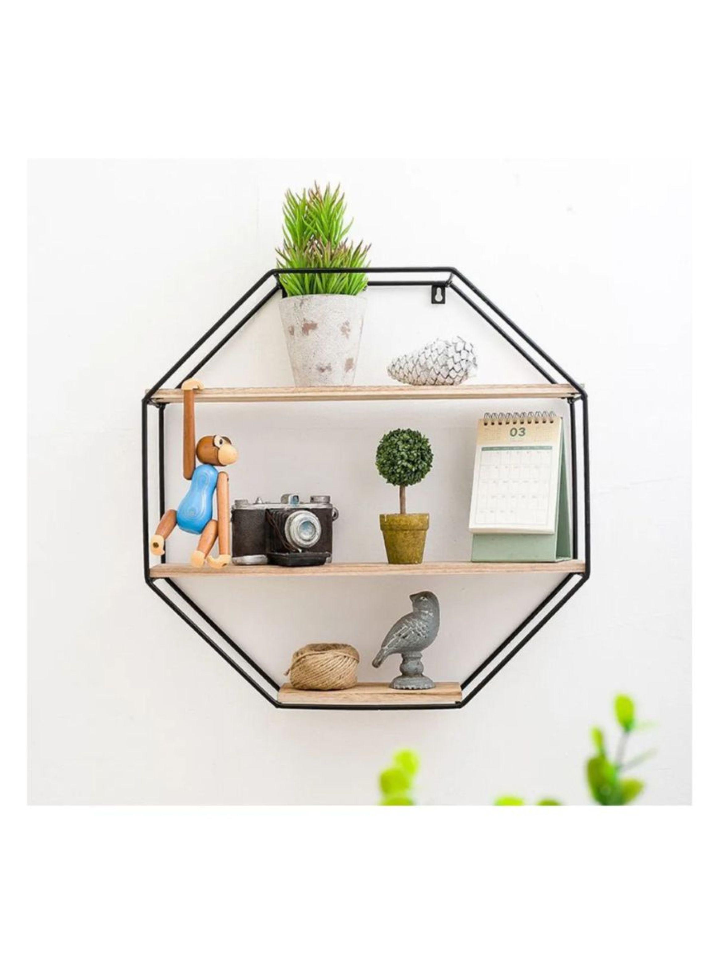 Repisa Organizador Decorativa Hexagonal Pared Flotante-3