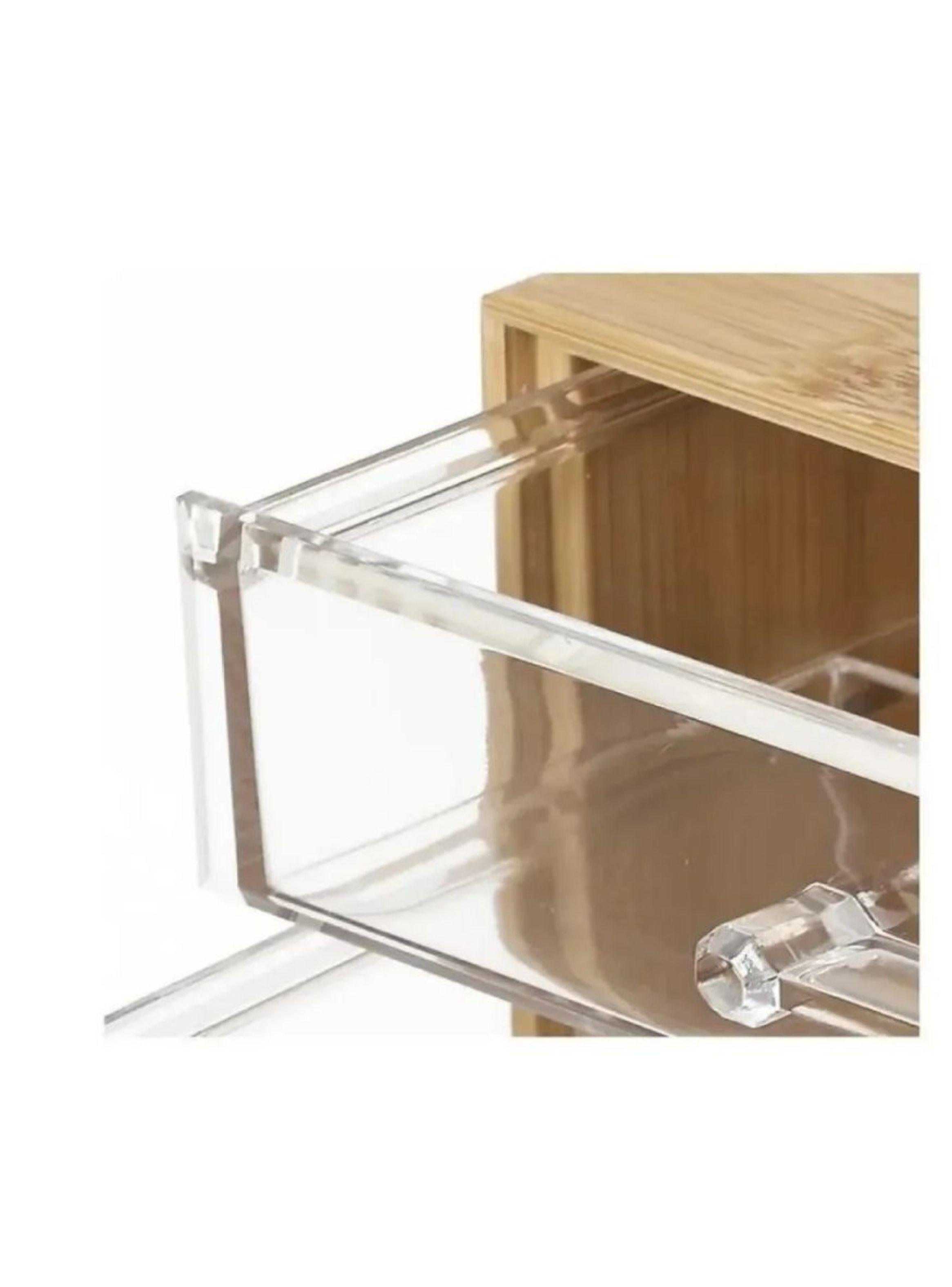 Mini Organizador Bambú 3 Cajones Acrilico Manija Resistente-1