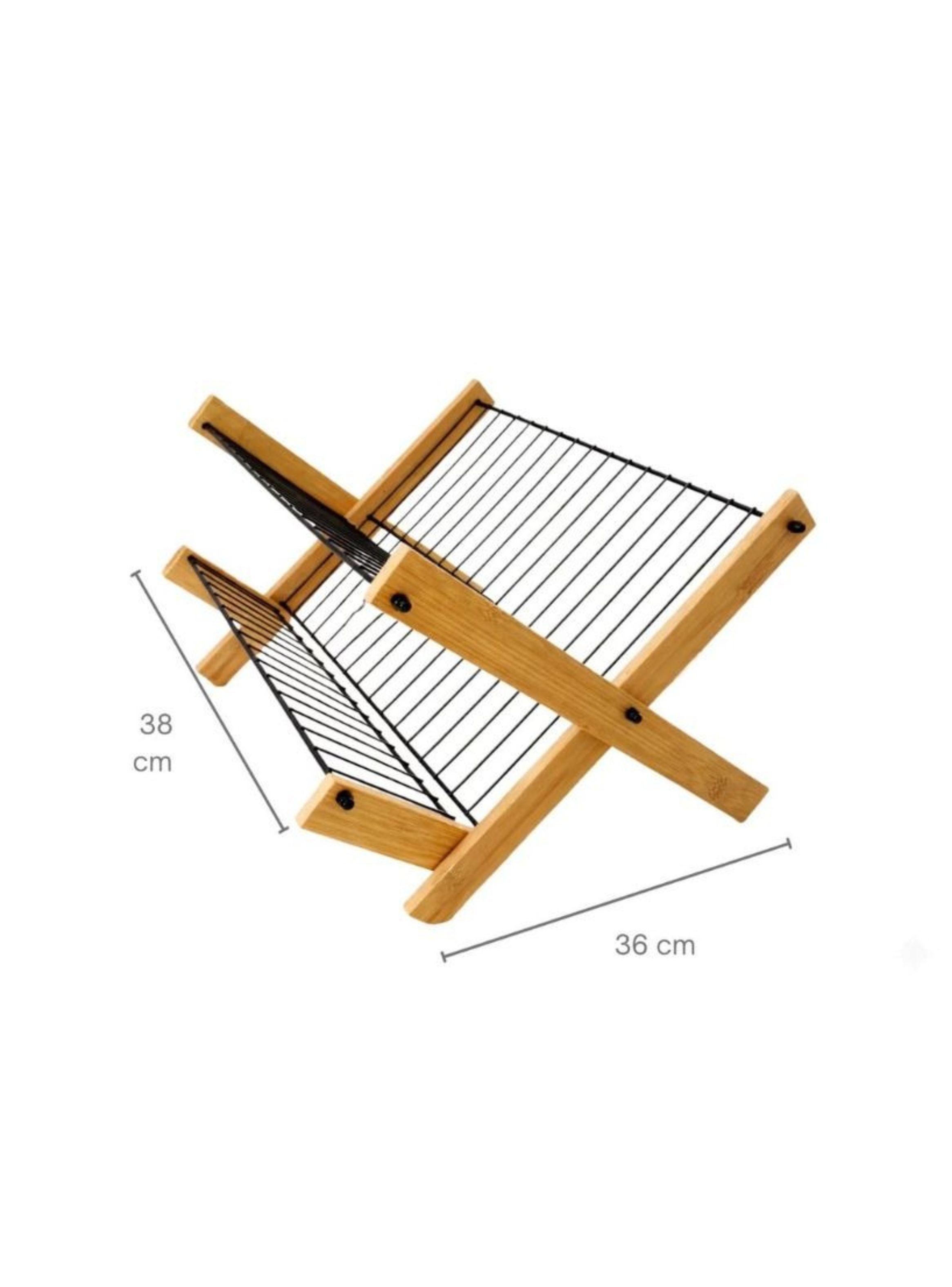  Escurridor De Platos Plegable Madera Bambú Diseño Moderno-2