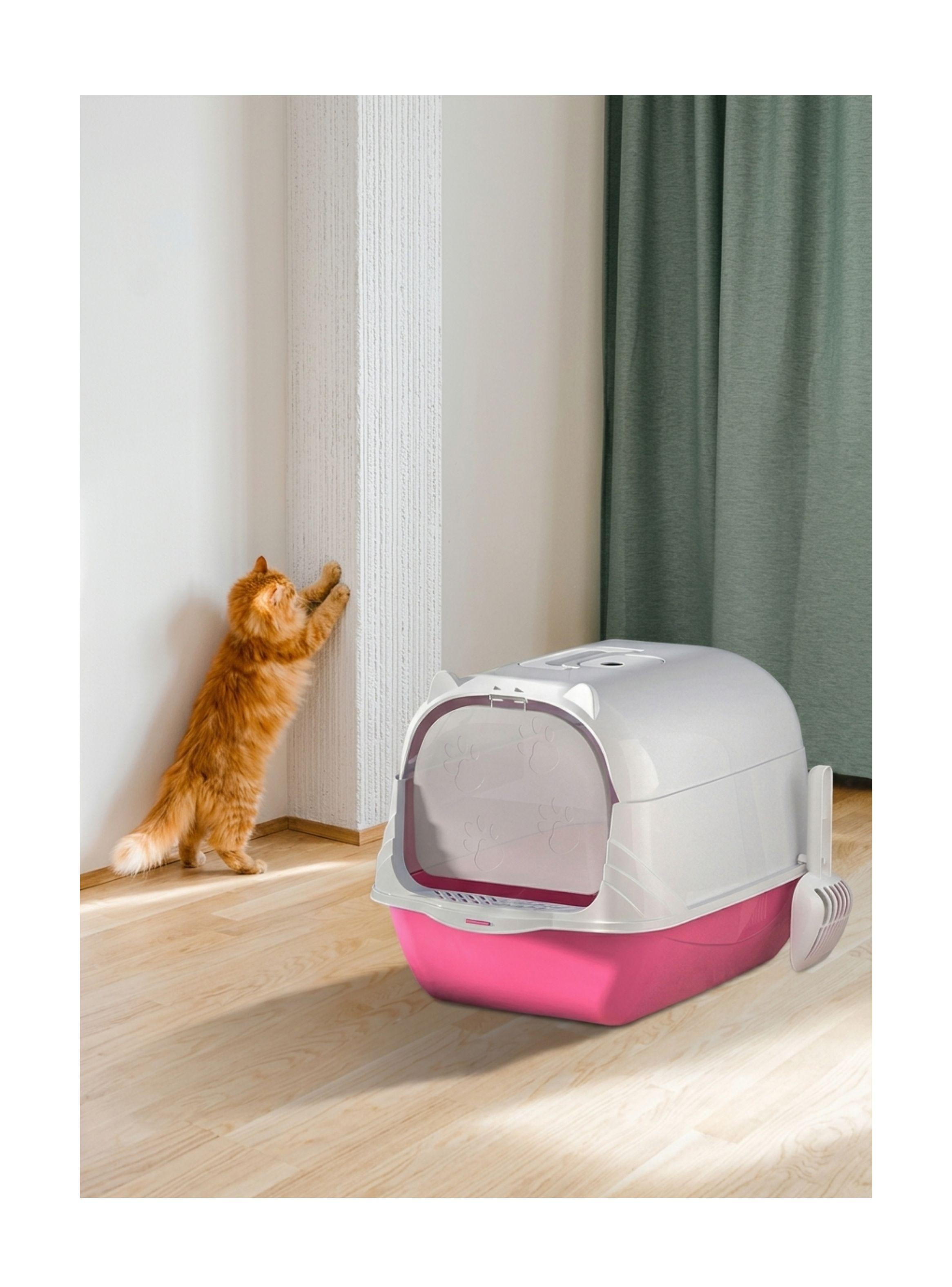 Arenero Baño Sanitario De Gatos Tapa Plegable Grande Rosa-4
