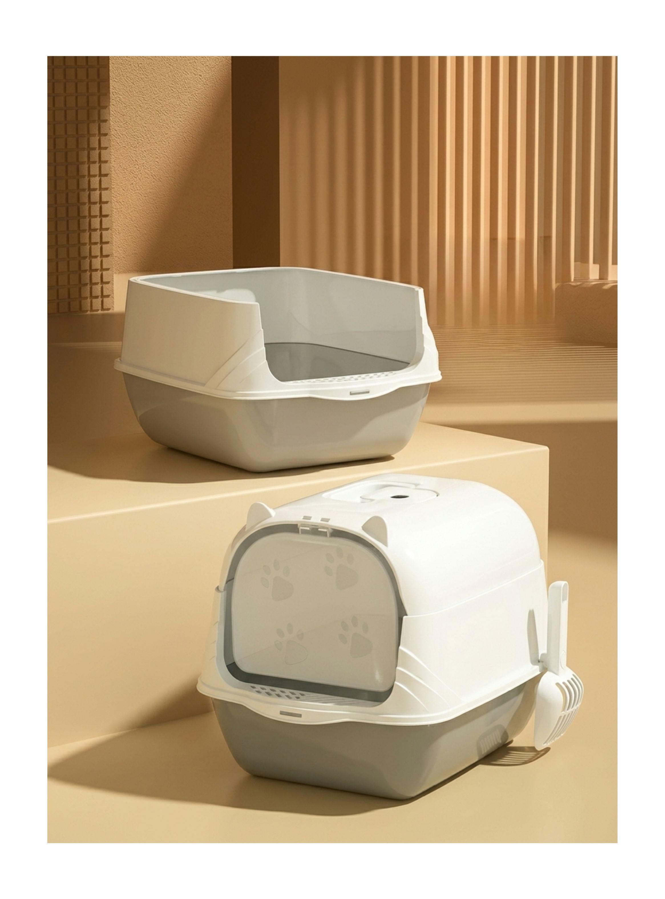 Arenero Baño Sanitario De Gatos Tapa Plegable Grande Rosa-2