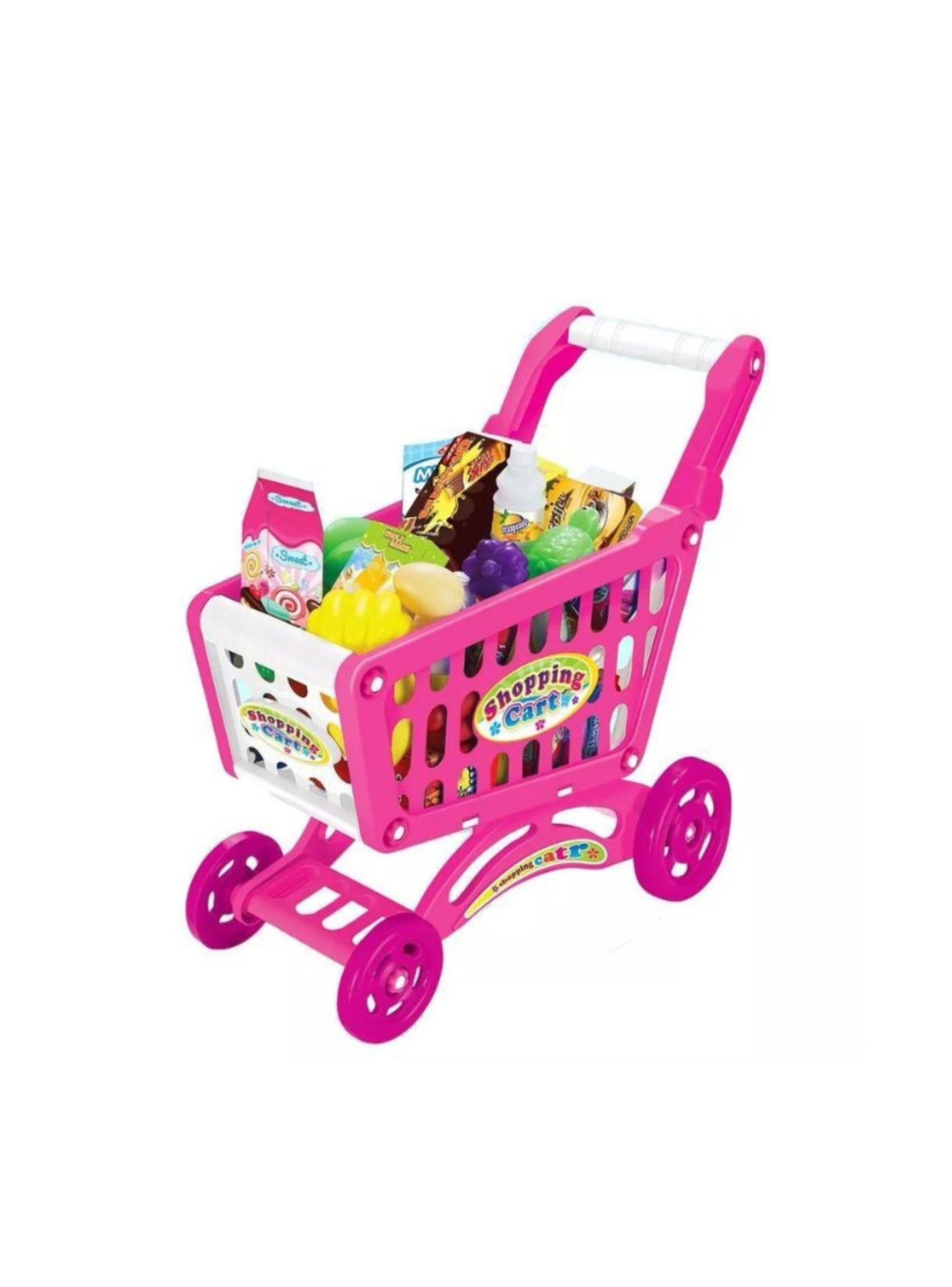  Carrito Supermercado Juguete Para Niños Rosado 56 Piezas-0