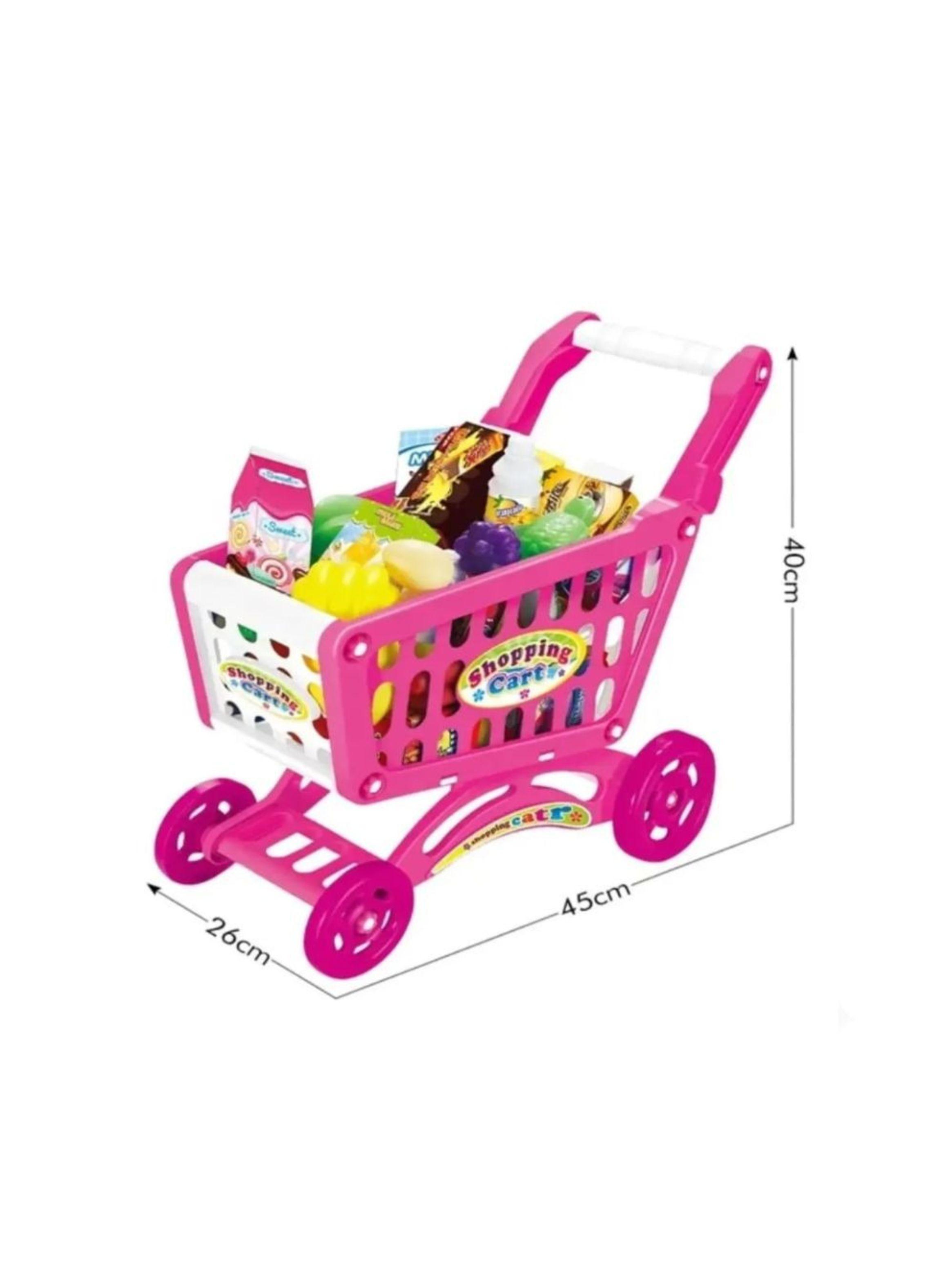  Carrito Supermercado Juguete Para Niños Rosado 56 Piezas-2