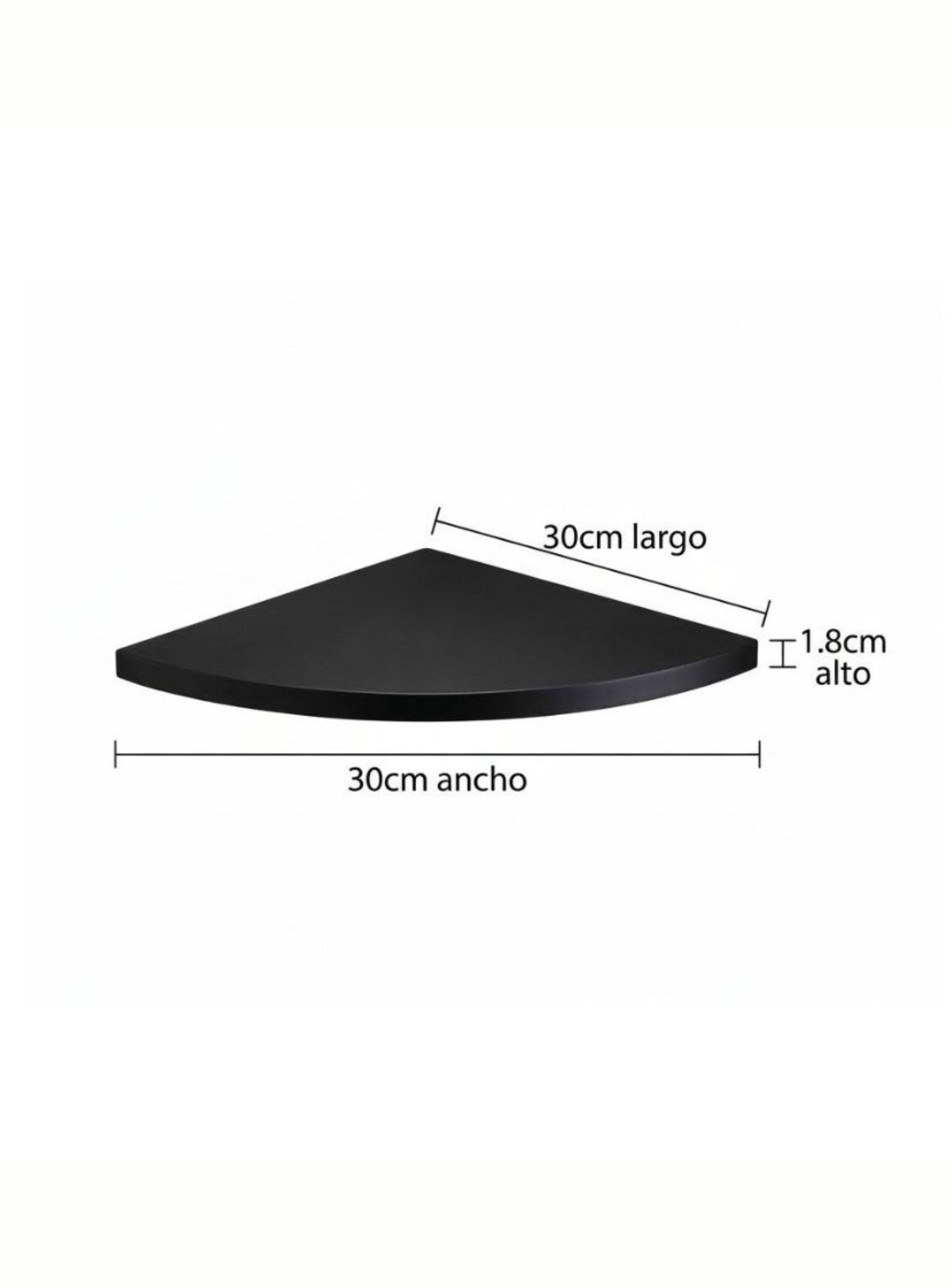 Repisa Flotante De Esquina Curva Minimalista Negra 30cm-2