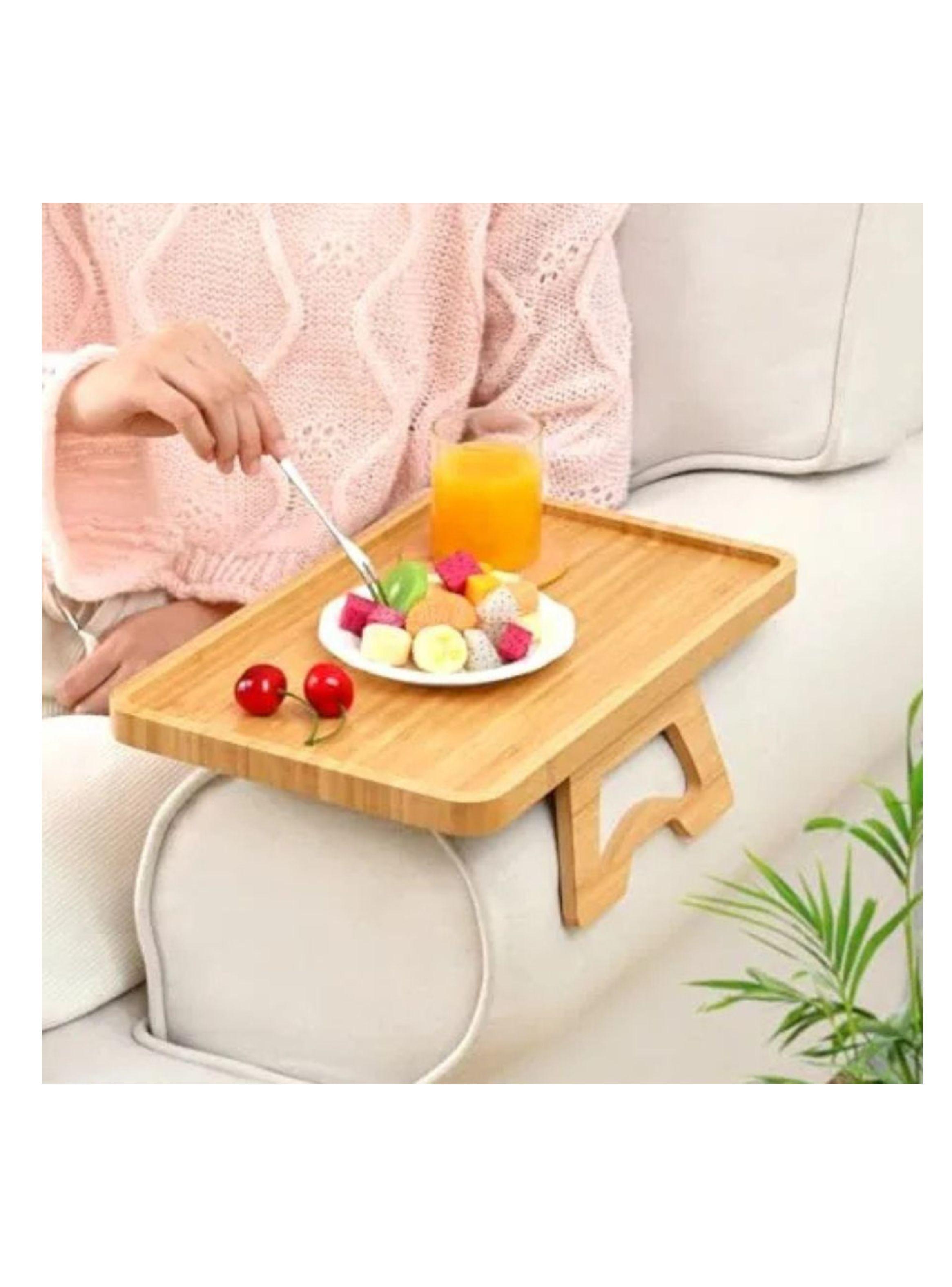 Bandeja Plegable De Bambú Para Brazo De Sofá-3