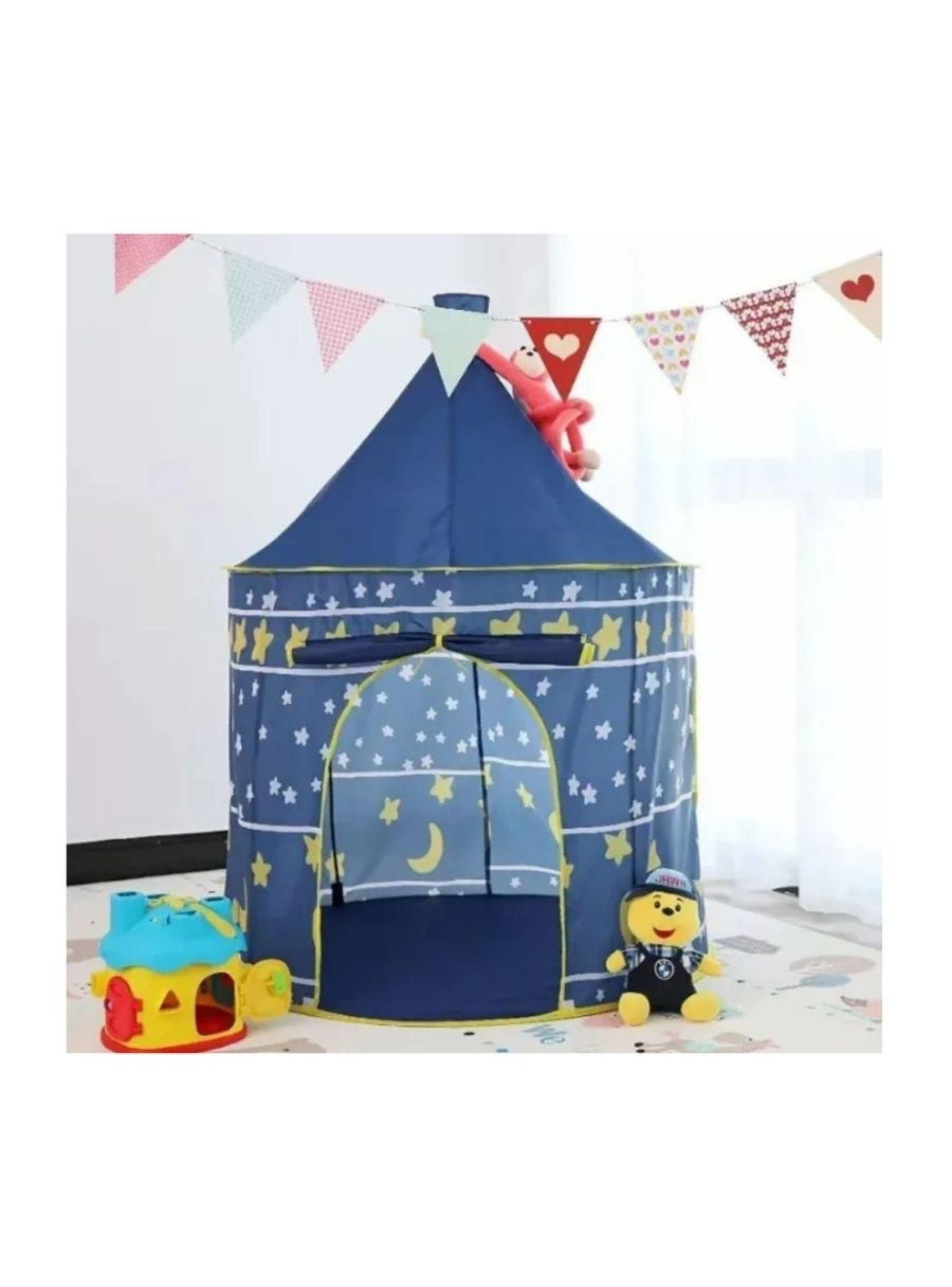Carpa Castillo Niña Y Niño Infantil Juegos Juguetes Azul 135X105 Cm-3
