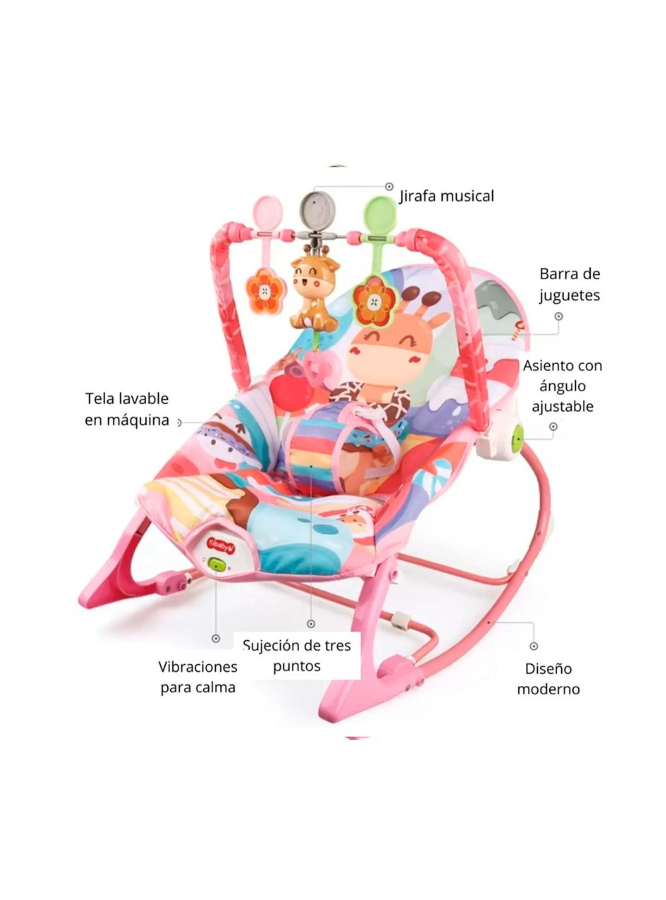 Silla Mecedora Vibradora Para Bebés Rosado-2