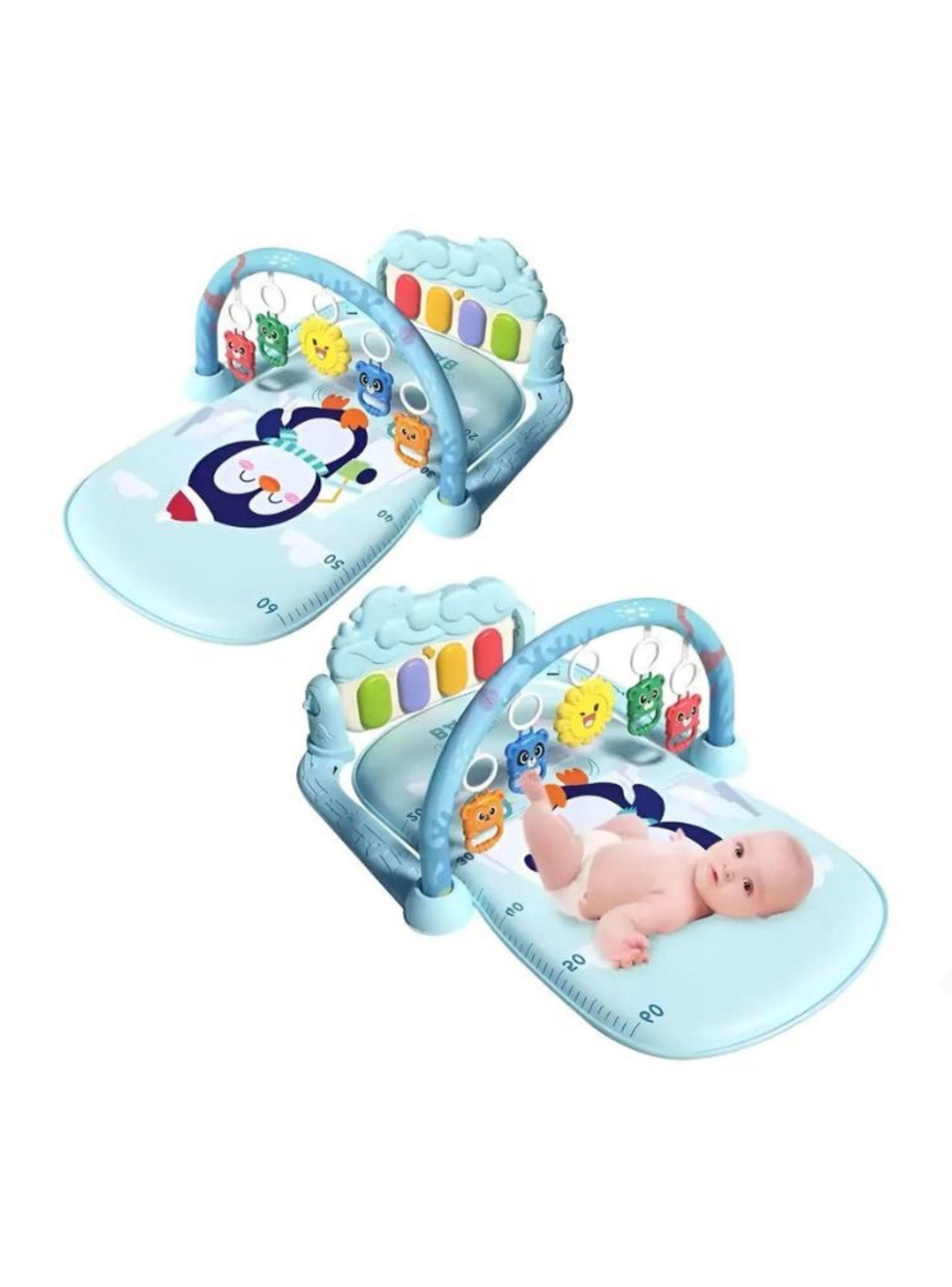  Gimnasio Musical Bebé Tapete Acolchado Piano Interactivo Pingüino Azul-2