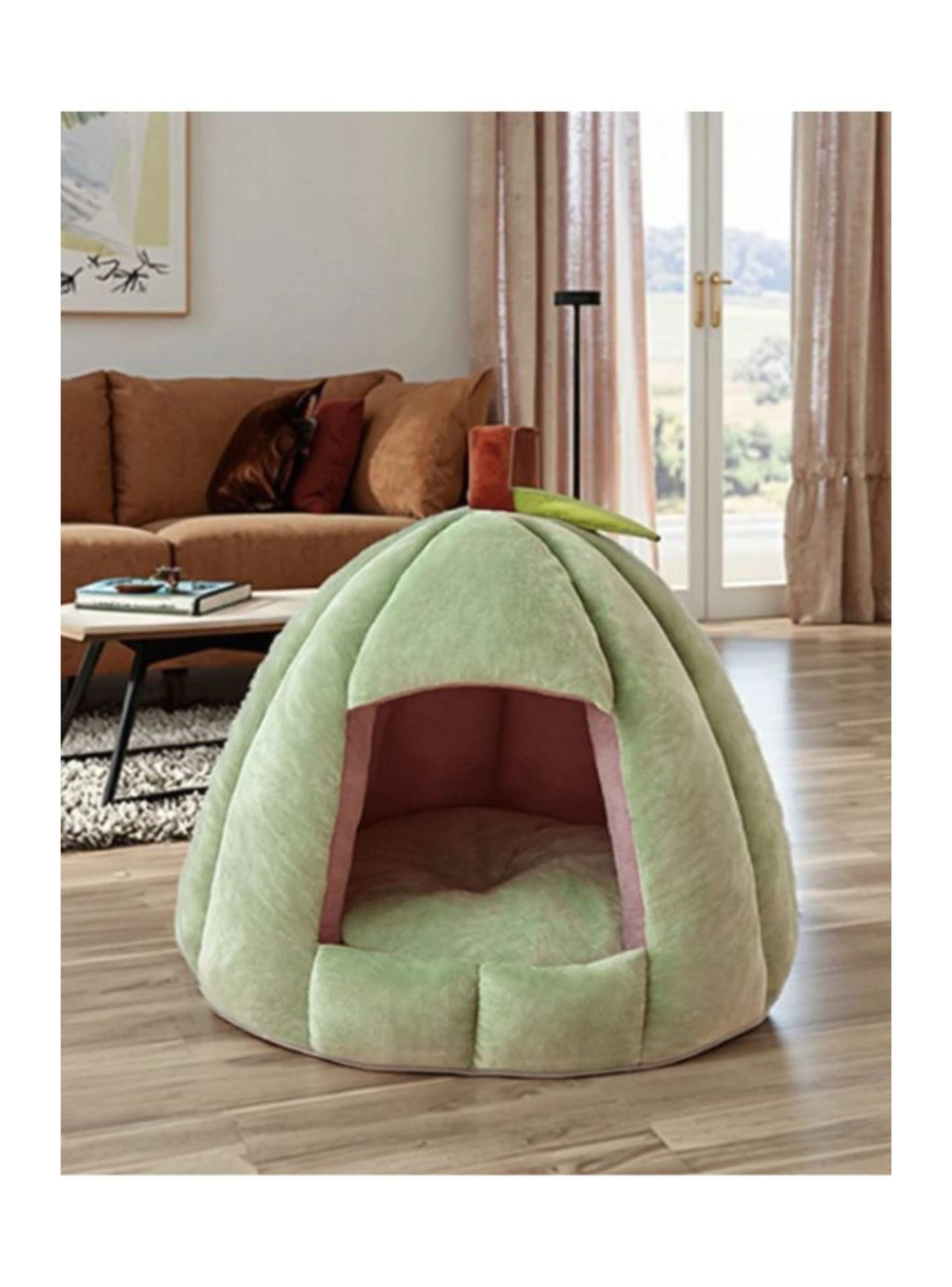 Cama Cueva Para Gatos Y Perros Diseño Calabaza Felpa Suave Talla M-3