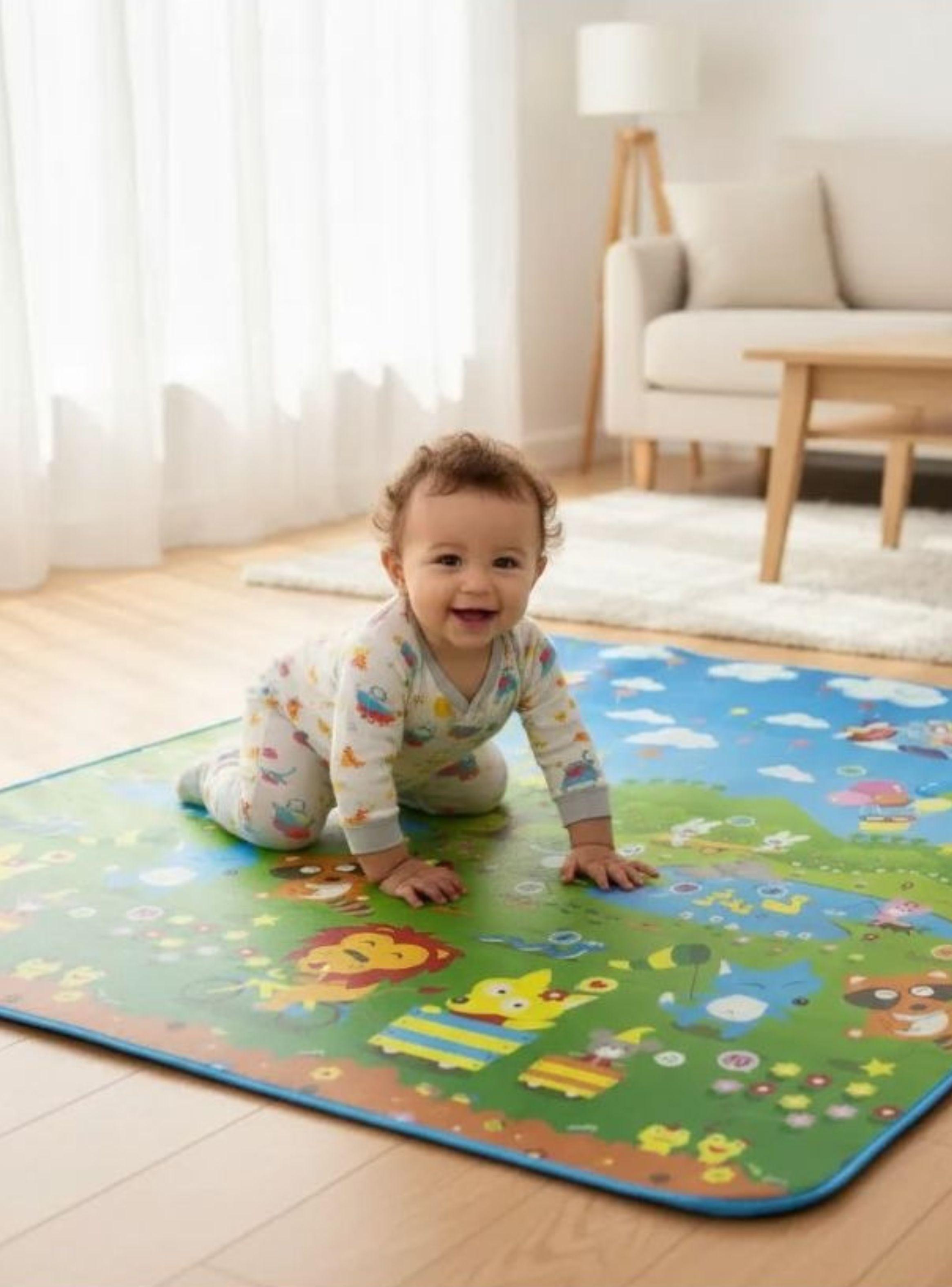 Alfombra Antigolpes Bebés Niños 200x180cm Plegable Diseño Infantil-2
