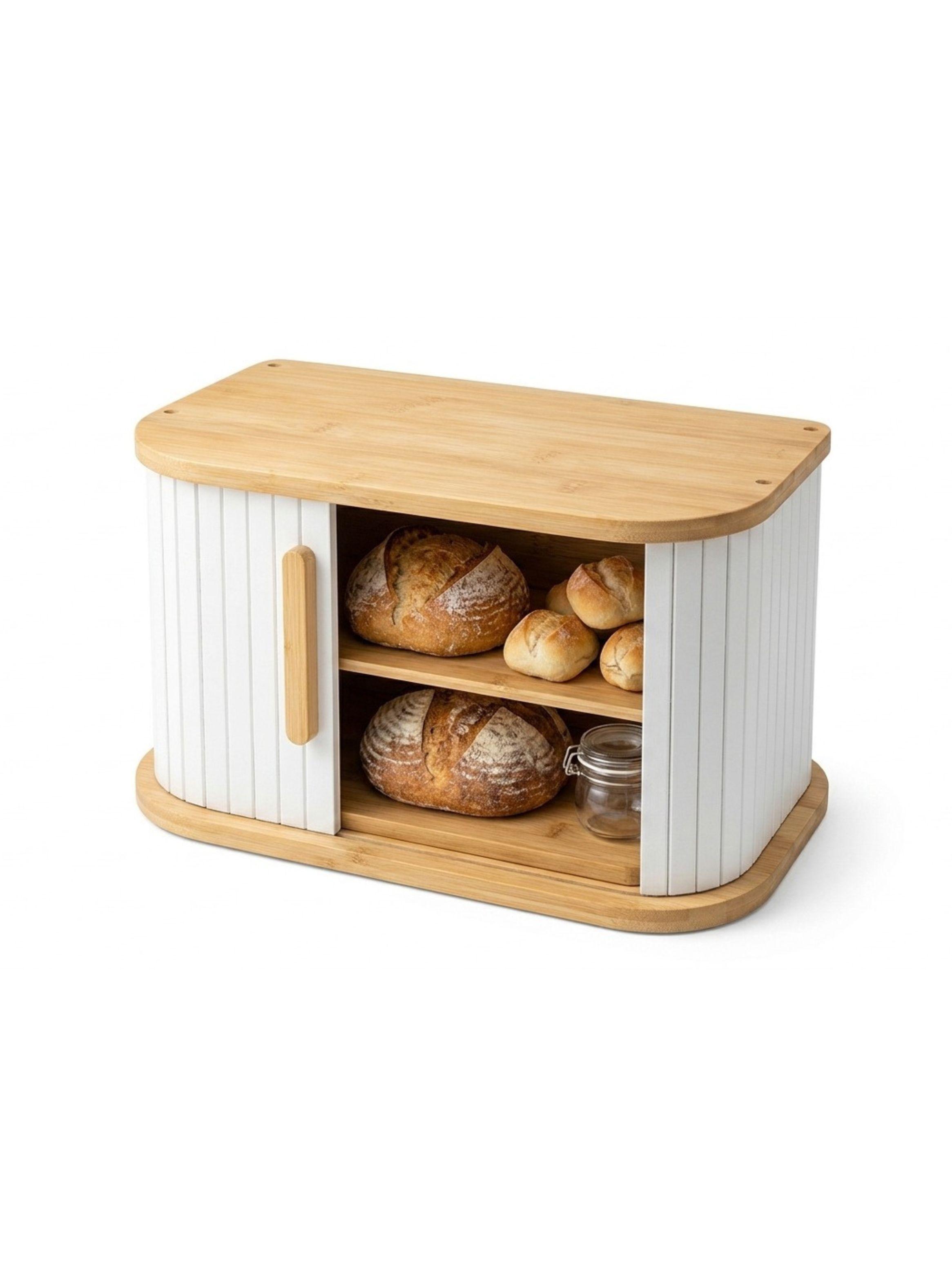 Panera De Bambú Organizador De Pan Caja Madera Para Cocina-0