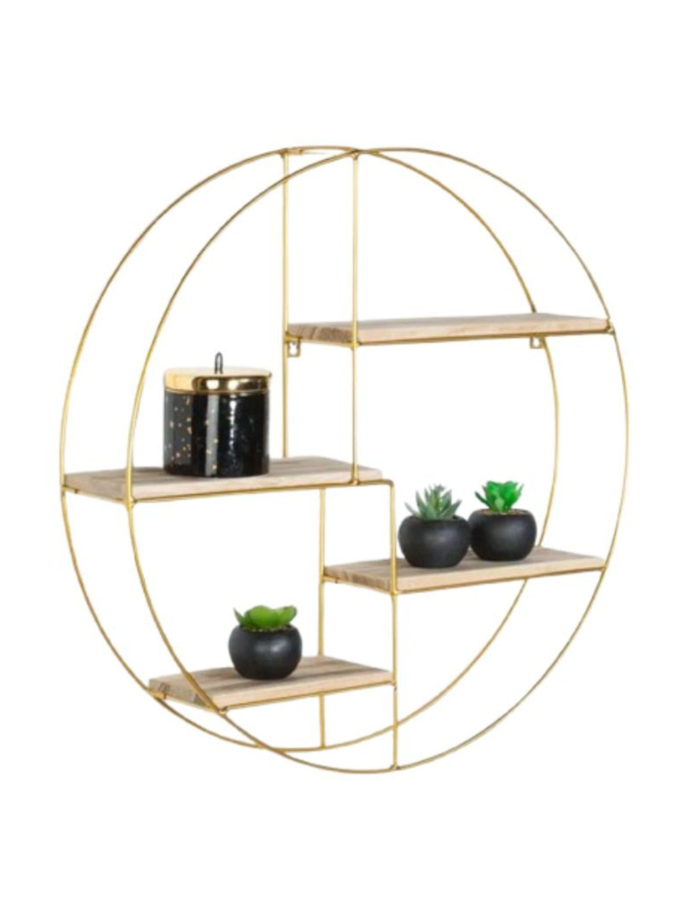 Estante De Pared Flotante Redondo De Metal 4 Repisas-3