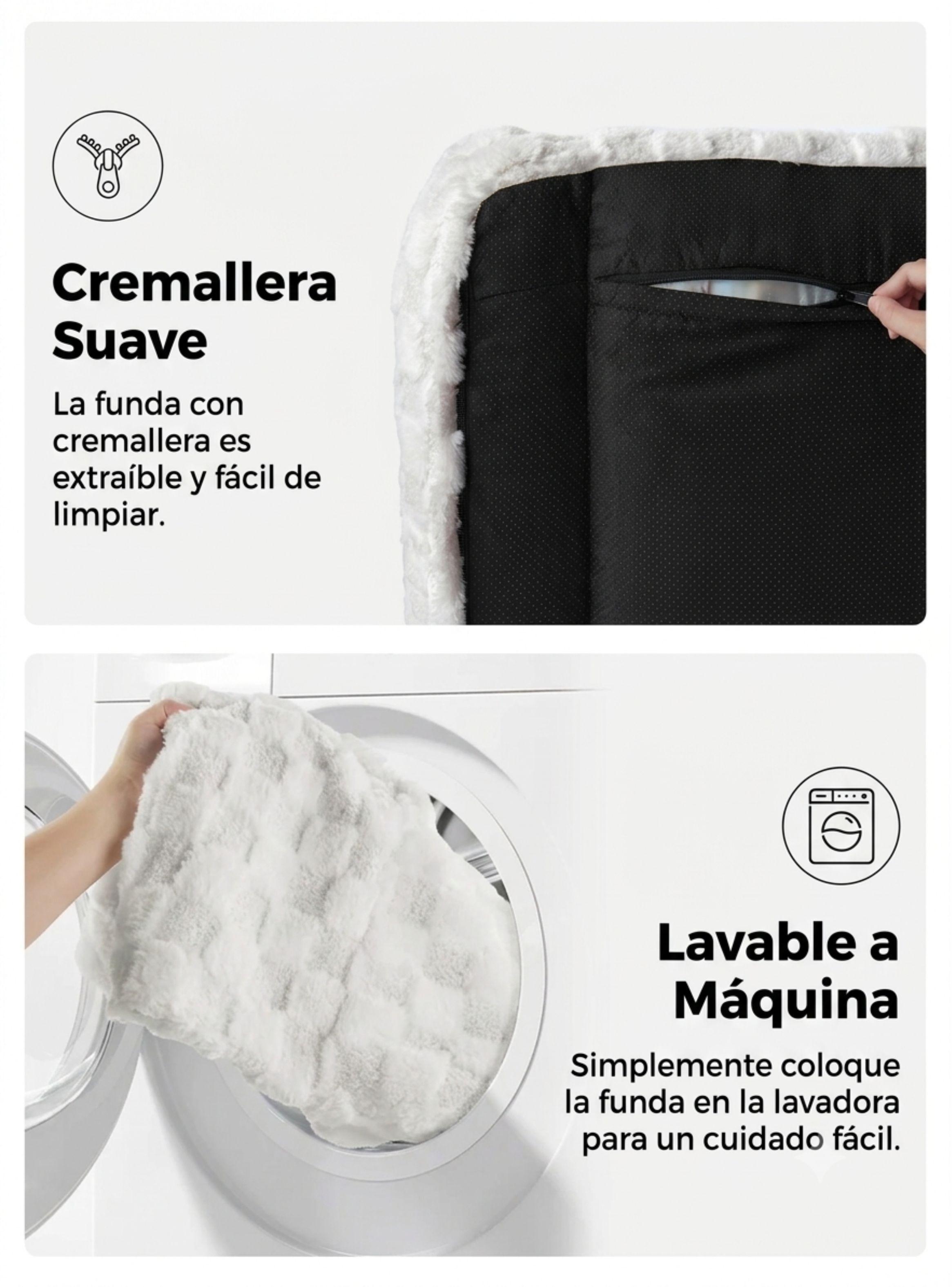 Cama Sofá Para Perros Y Gatos Diseño Cuadros Gris Lavable Talla L-7