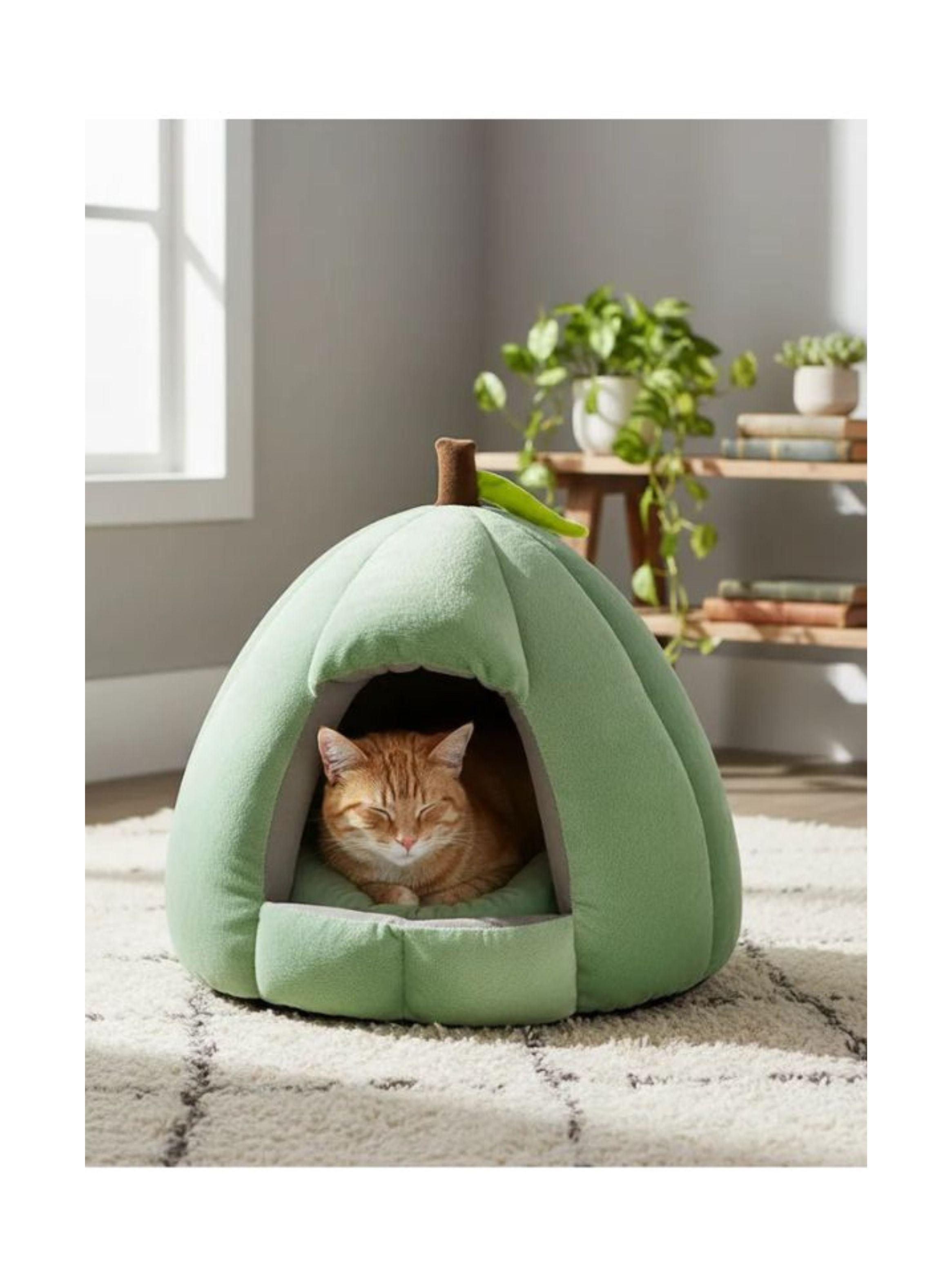 Cama Cueva Para Gatos Y Perros Diseño Calabaza Felpa Suave Talla S-2
