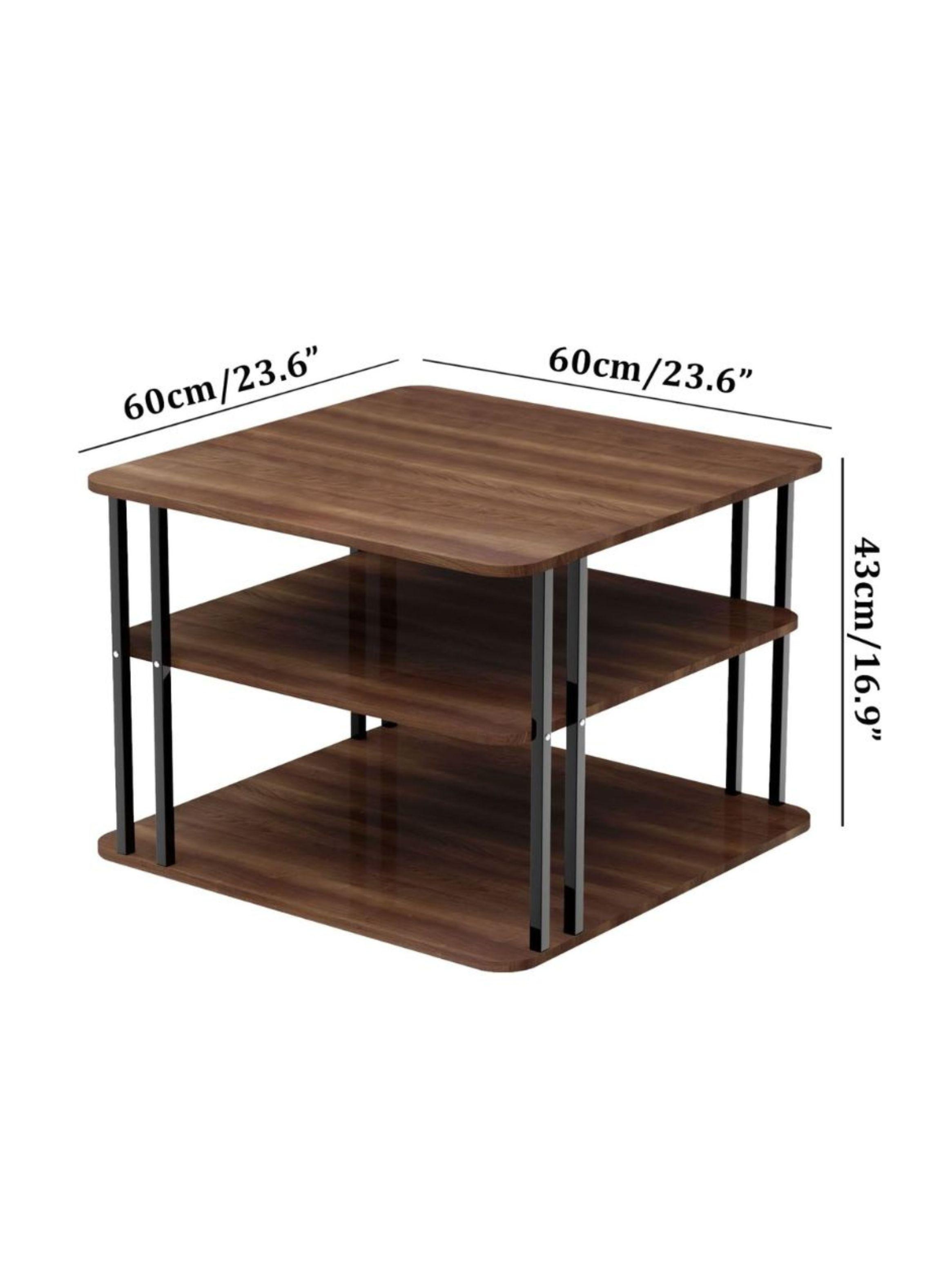 Mesa Auxiliar De Centro Triple Cuadrada Color Café-1