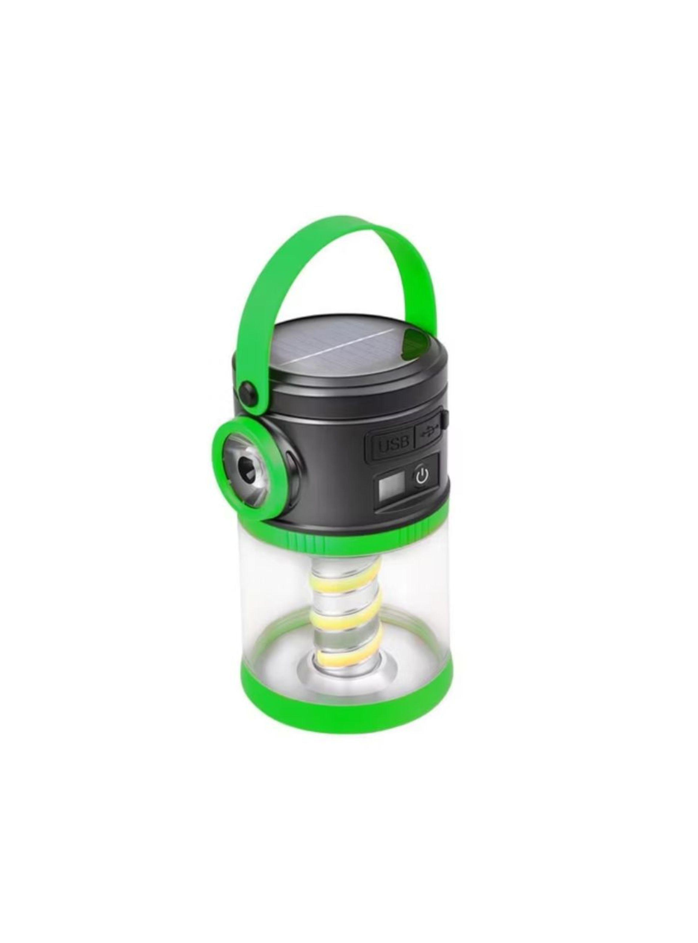Linterna De Camping Luz LED Portátil Con Carga Solar Verde-1