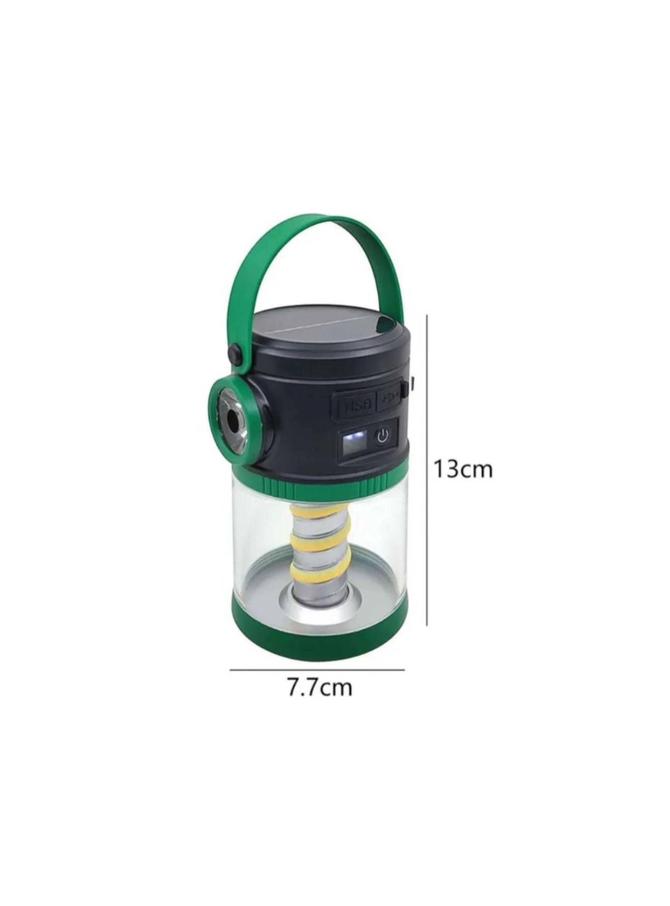 Linterna De Camping Luz LED Portátil Con Carga Solar Verde-2