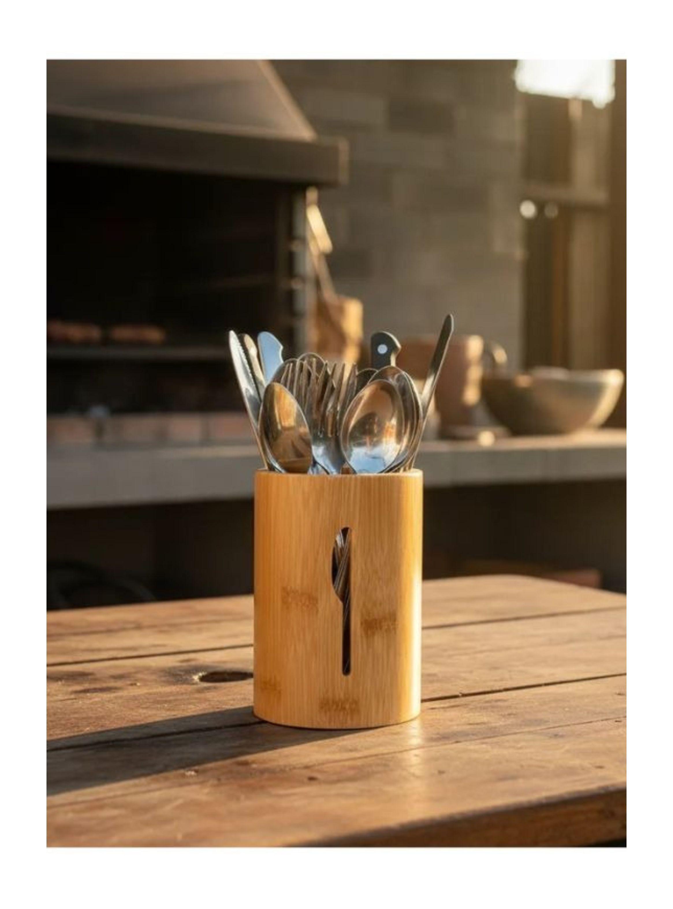  Organizador De Cubiertos Madera Diseño Cuchillo Rústico-2