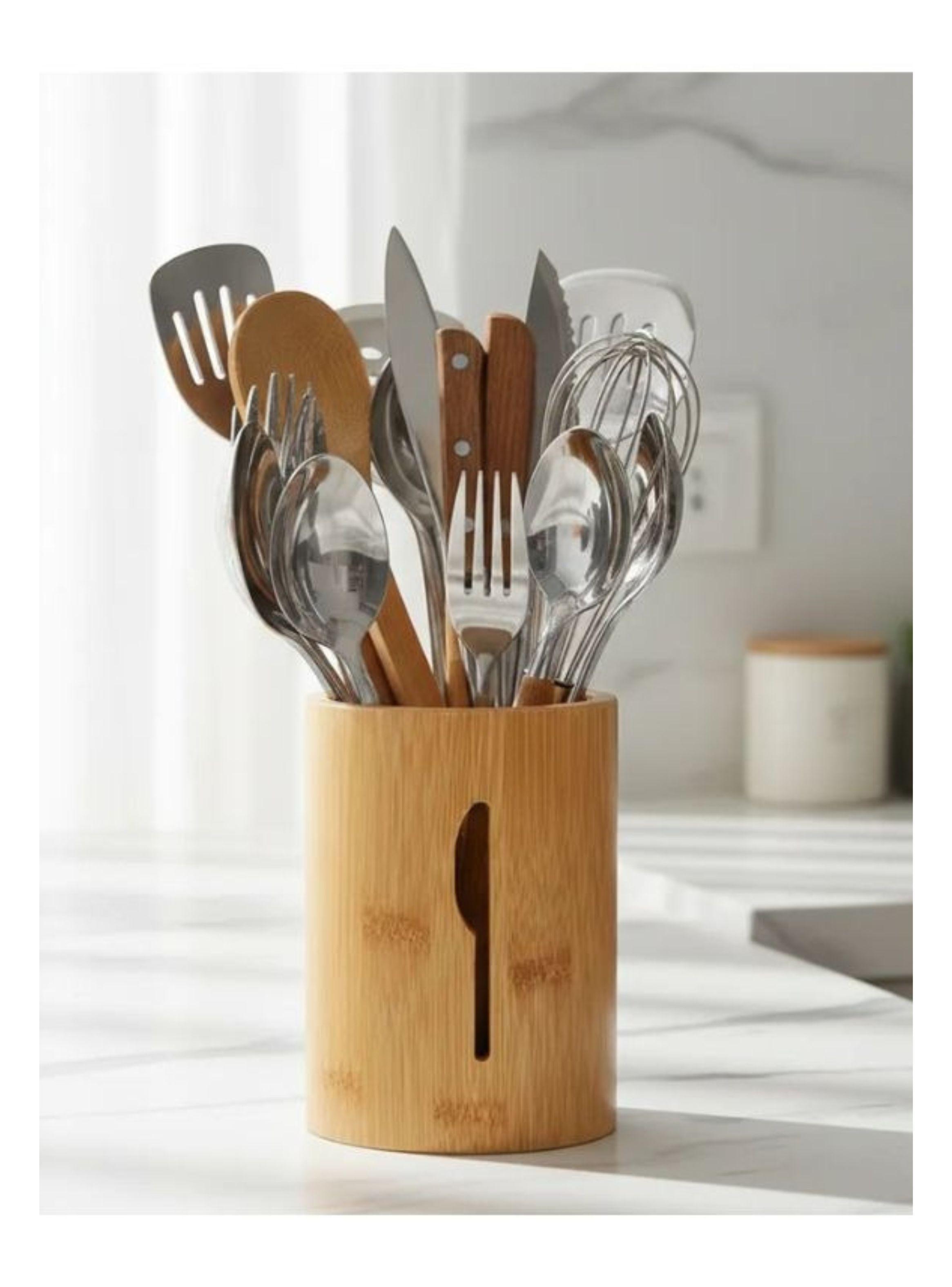  Organizador De Cubiertos Madera Diseño Cuchillo Rústico-3