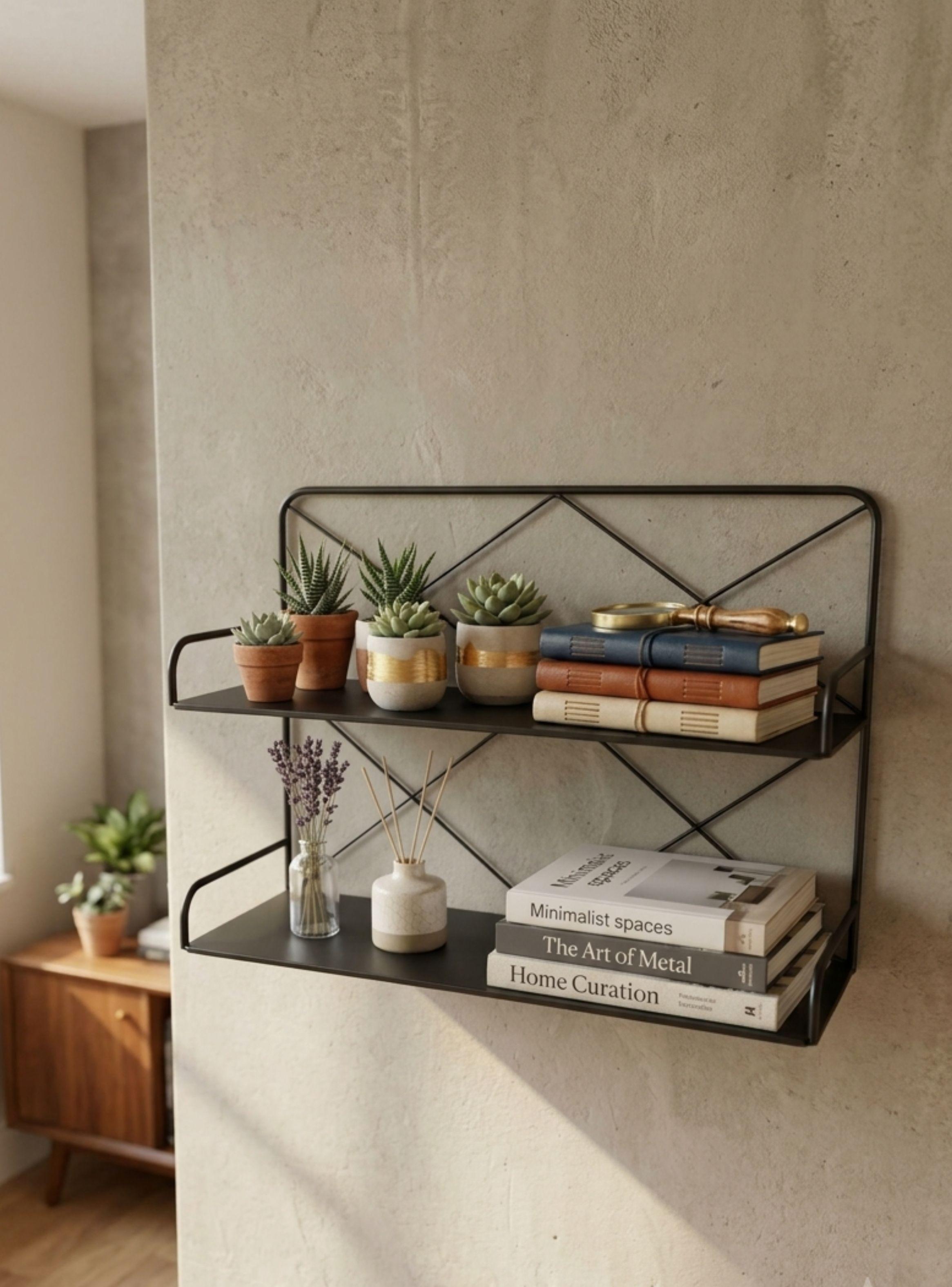 Estante Organizador Pared Metalico Estilo Industrial Negro-2