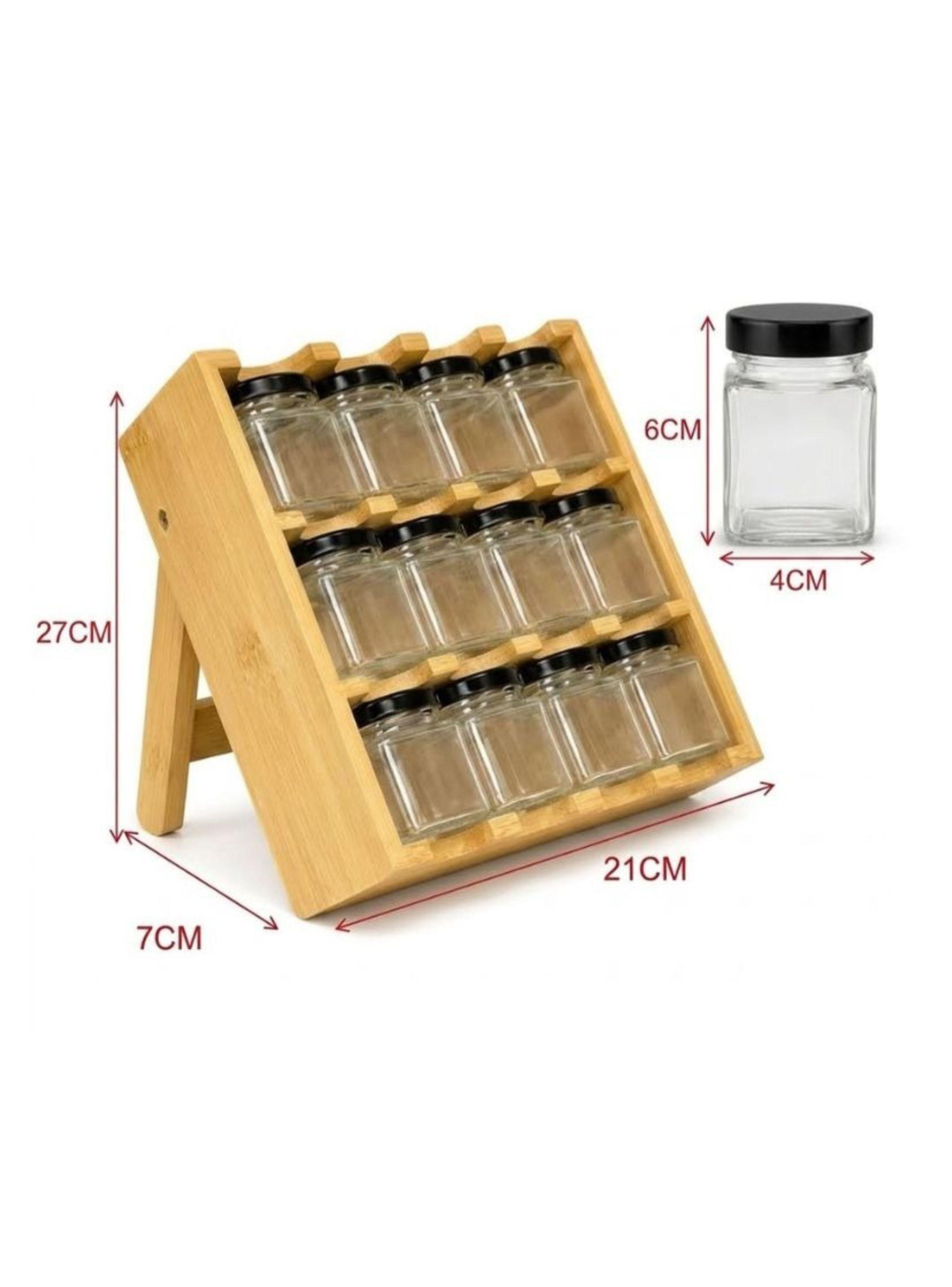 Especiero Bambú 12 Frascos 3 Niveles Organizador Cocina-2