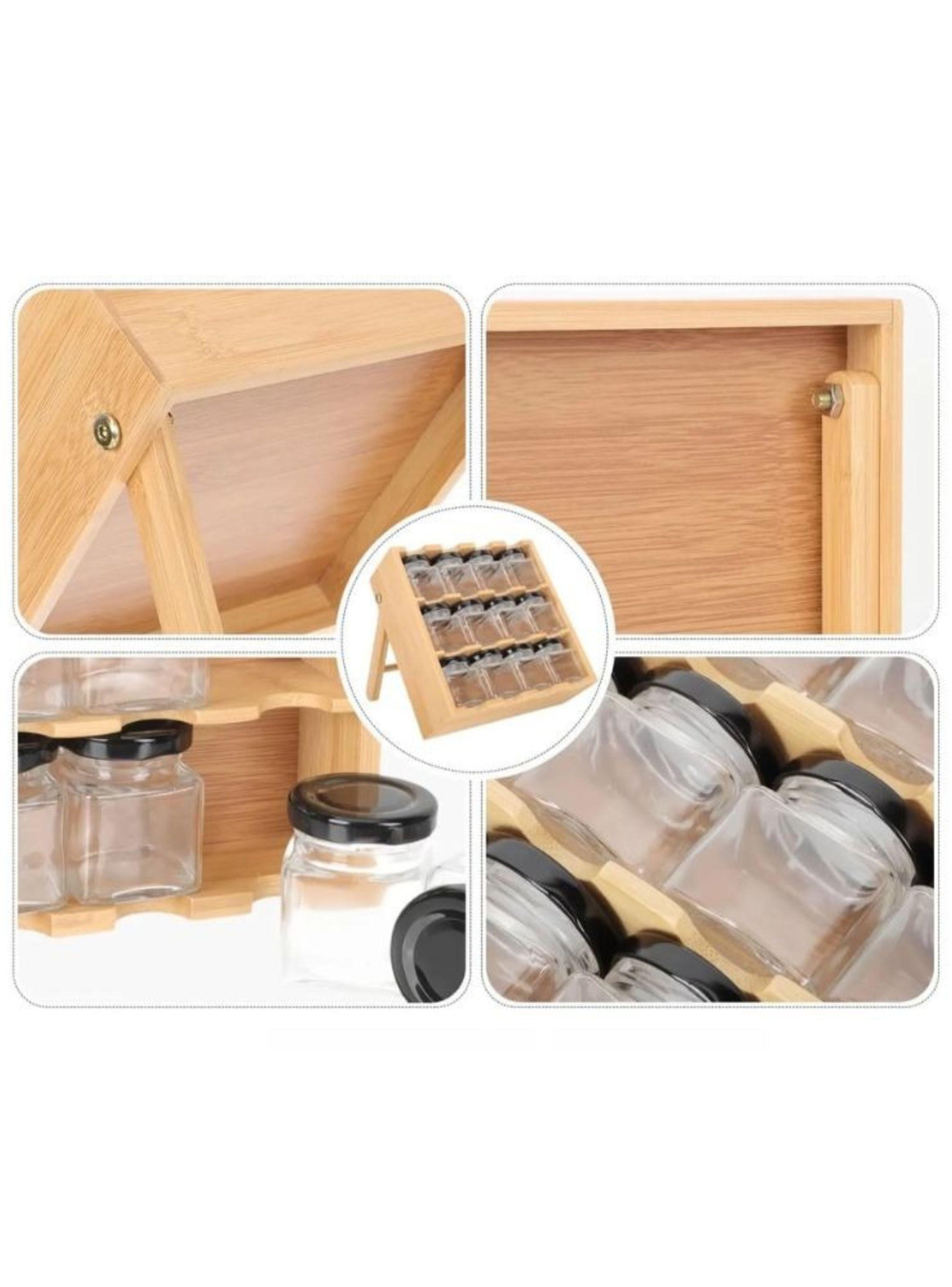Especiero Bambú 12 Frascos 3 Niveles Organizador Cocina-3