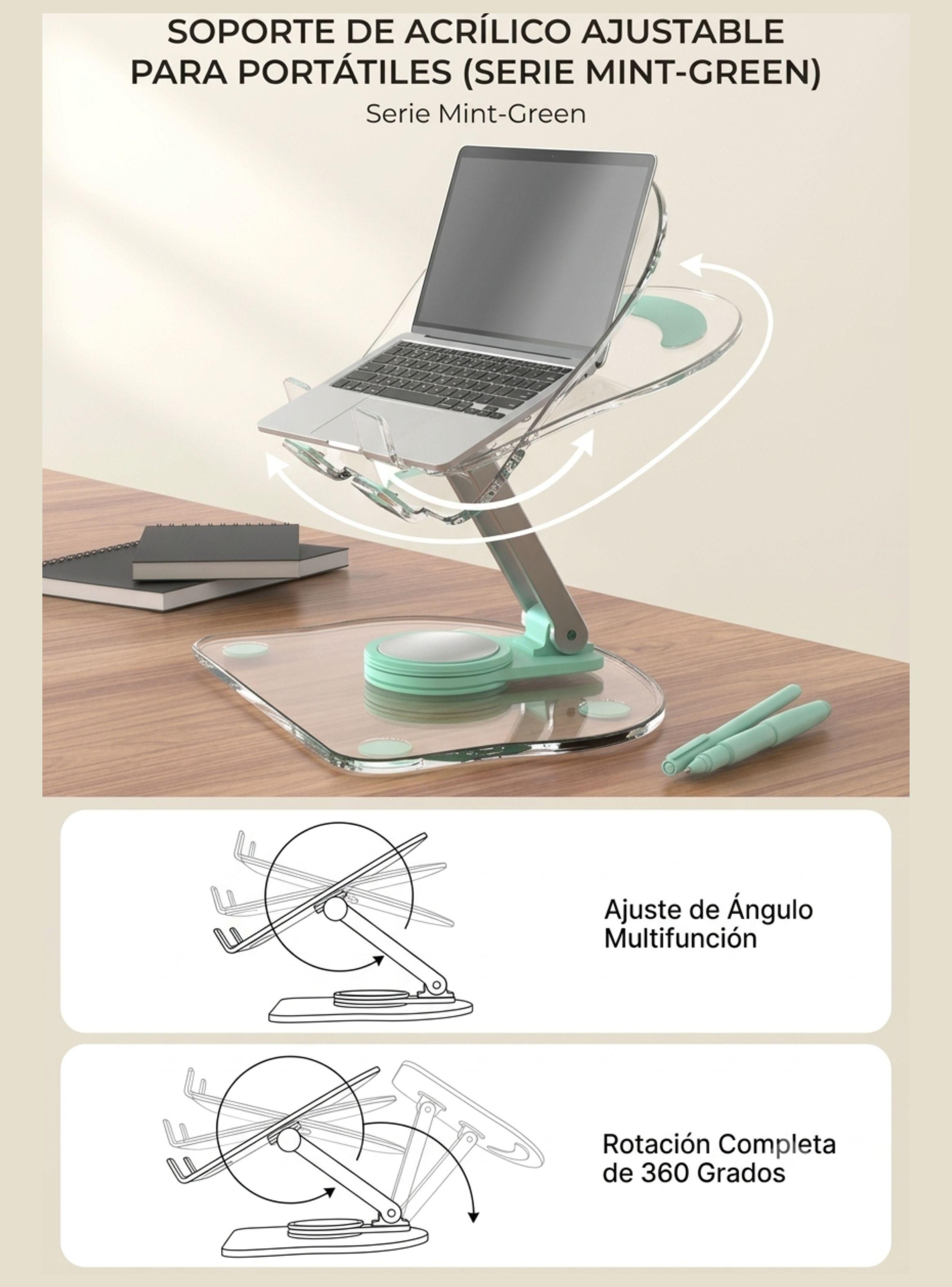 Soporte Escritorio Giratorio 360 Celular Tablet Acrílico Plegable-3